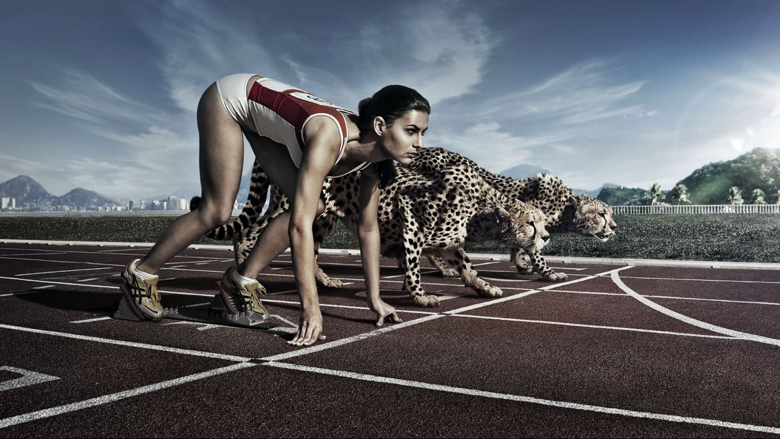 Cheetahs Run Digital Art Women Animals Sport Sports Athletes Start 1600x900