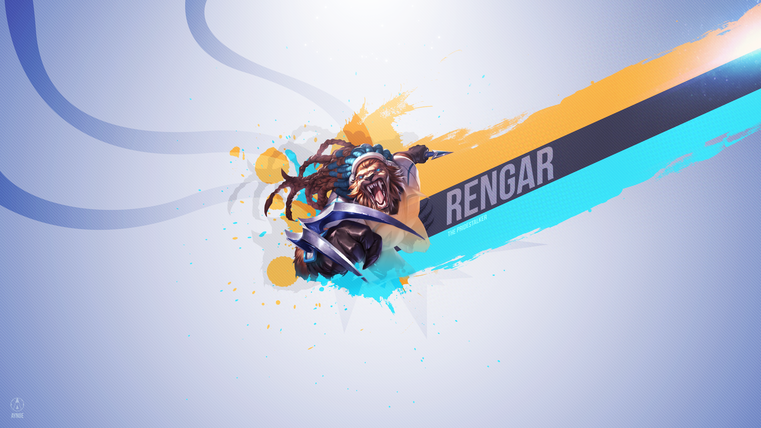 League Of Legends Rengar PC Gaming Yellow Cyan 2560x1440