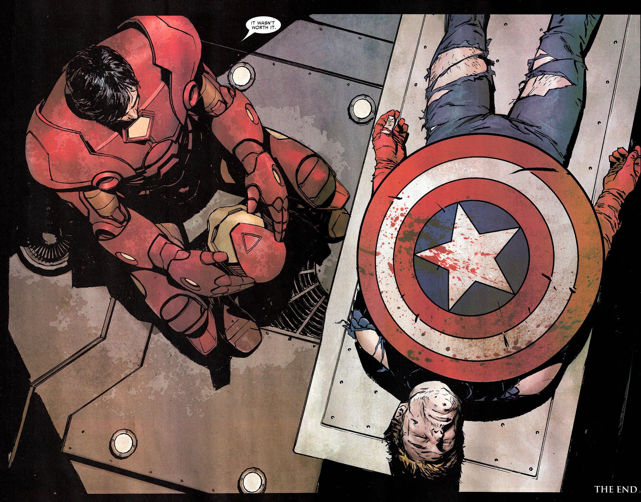 Comic Art Comics Dead Iron Man Captain America Shield 2048x1604