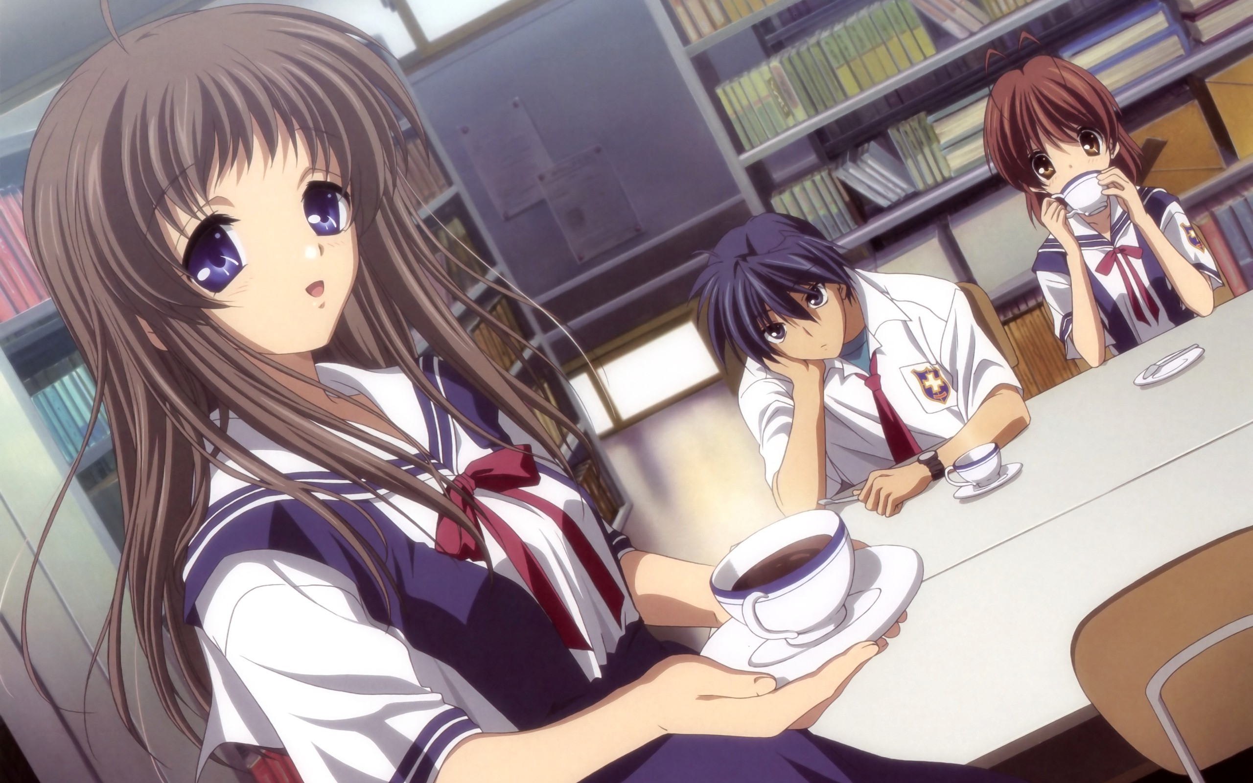 Anime Girls Schoolgirl Furukawa Nagisa Miyazawa Yukine Okazaki Tomoya Anime 2560x1600