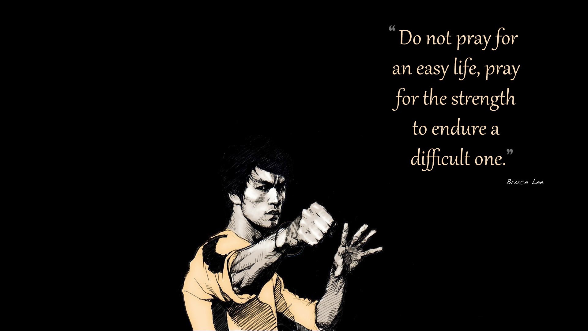 Bruce Lee Black Yellow Quote Life Motivational Wisdom 1920x1080