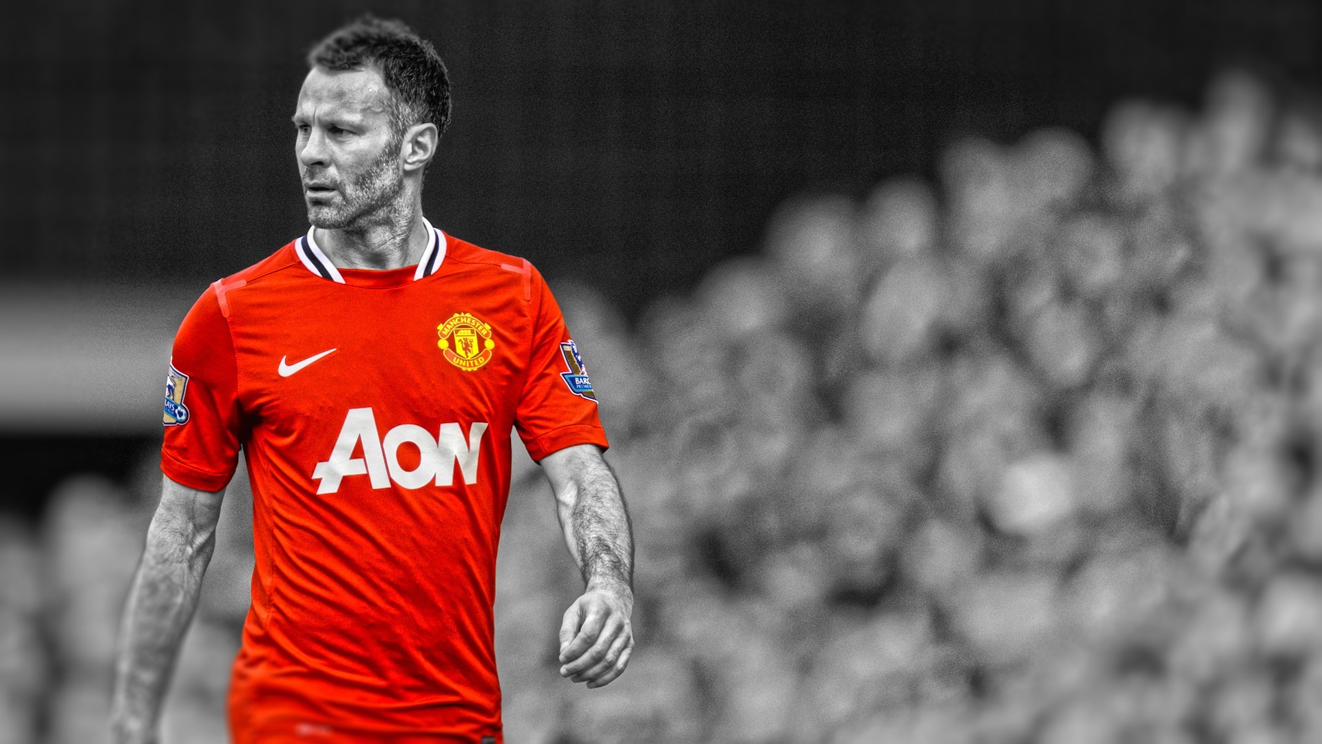 Ryan Giggs Manchester United Men Selective Coloring Soccer Sport 1920x1080