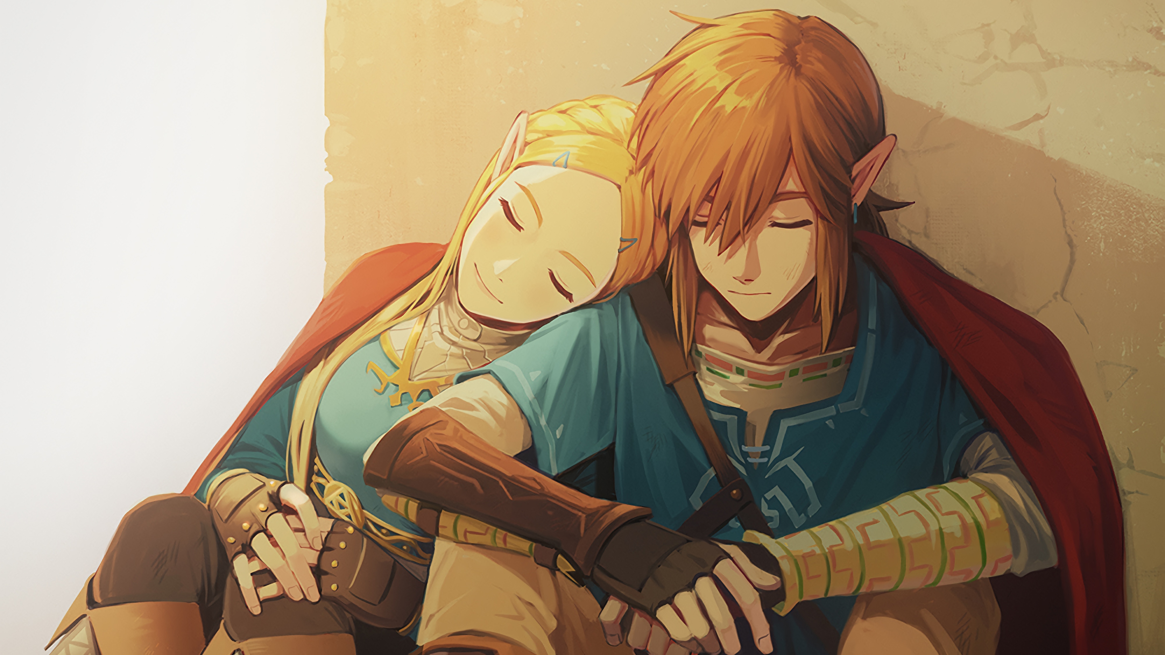 The Legend Of Zelda Link Zelda Princess Rest Sleeping Artwork The Legend Of Zelda Breath Of The Wild 3840x2160