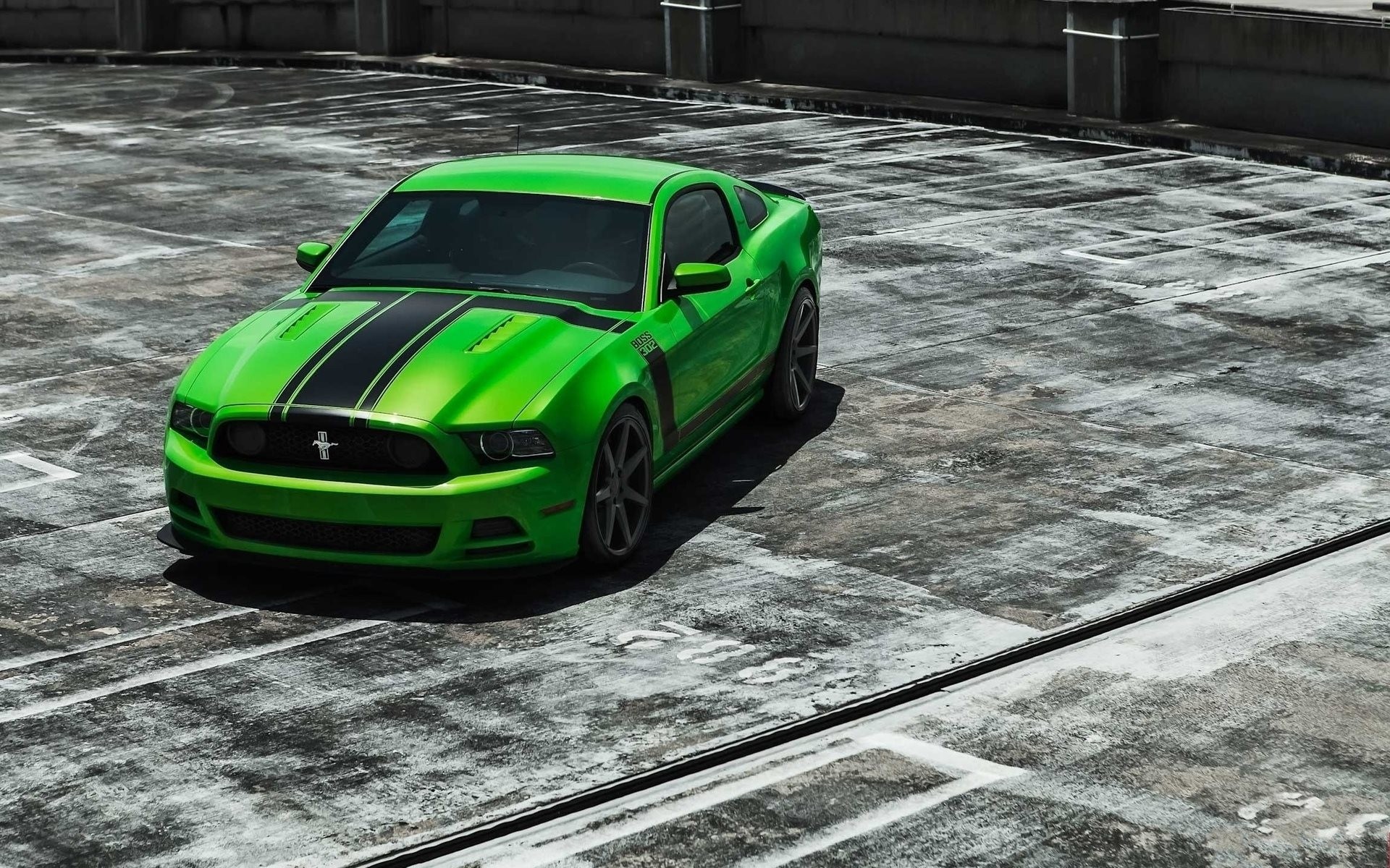 Ford Mustang Green Cars Concrete Contrast 1920x1200