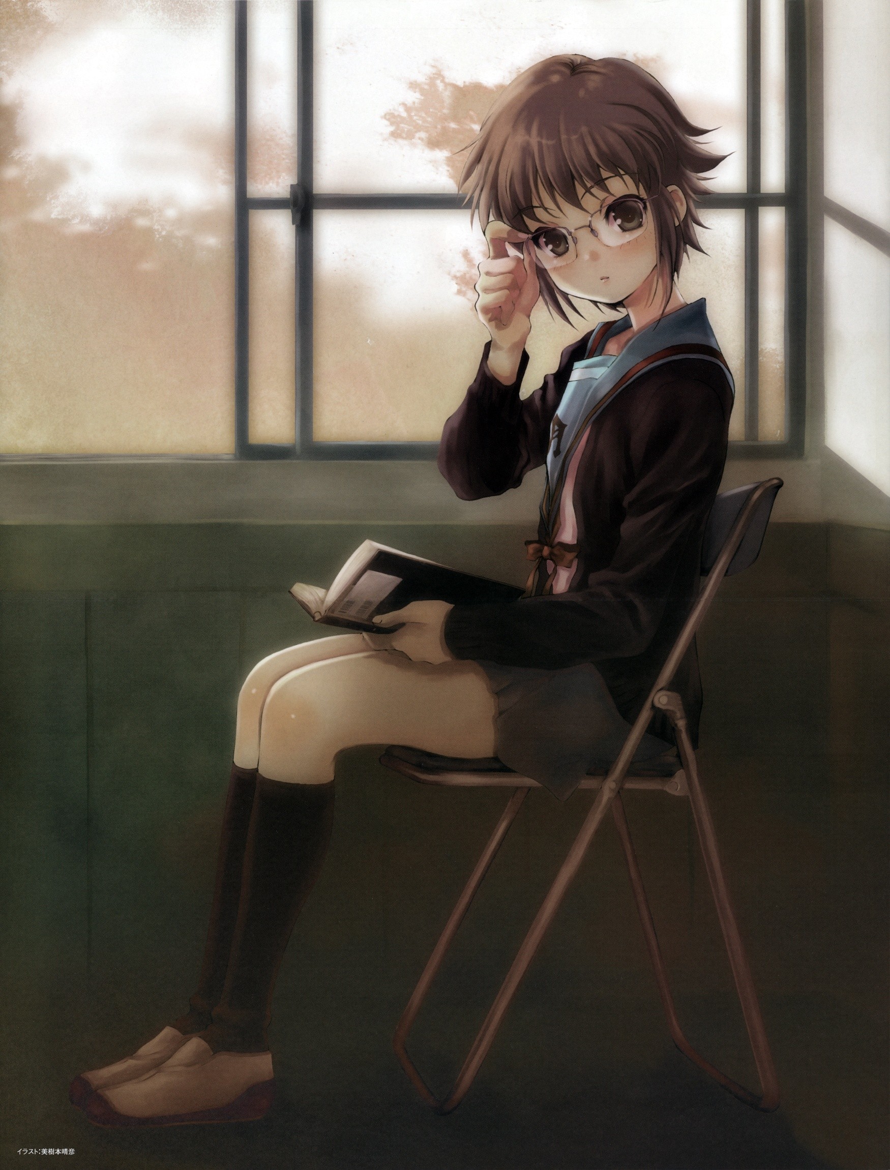 Anime girl sitting next to a pond by Racchappie on DeviantArt