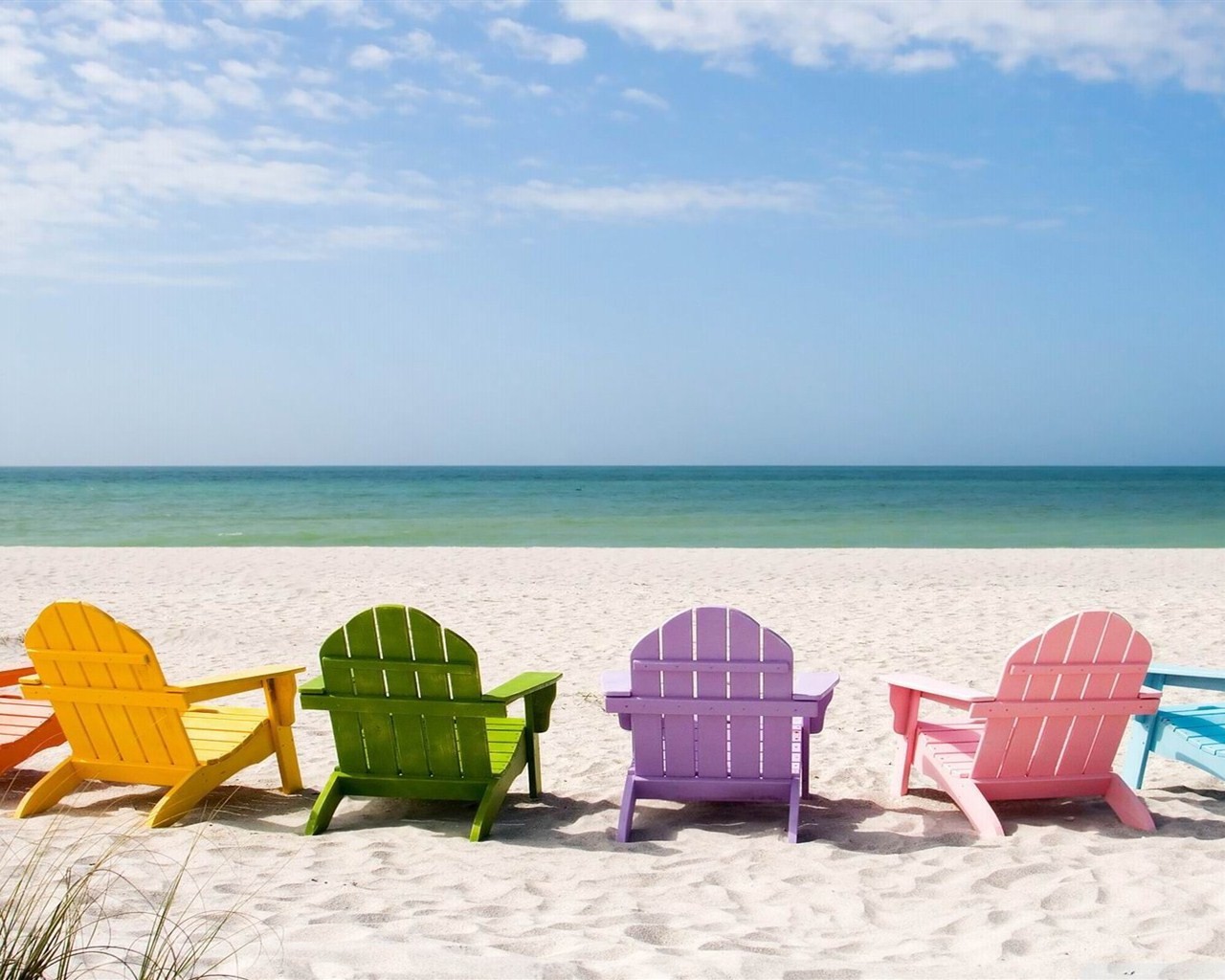 Deck Chairs Sand Beach 1280x1024