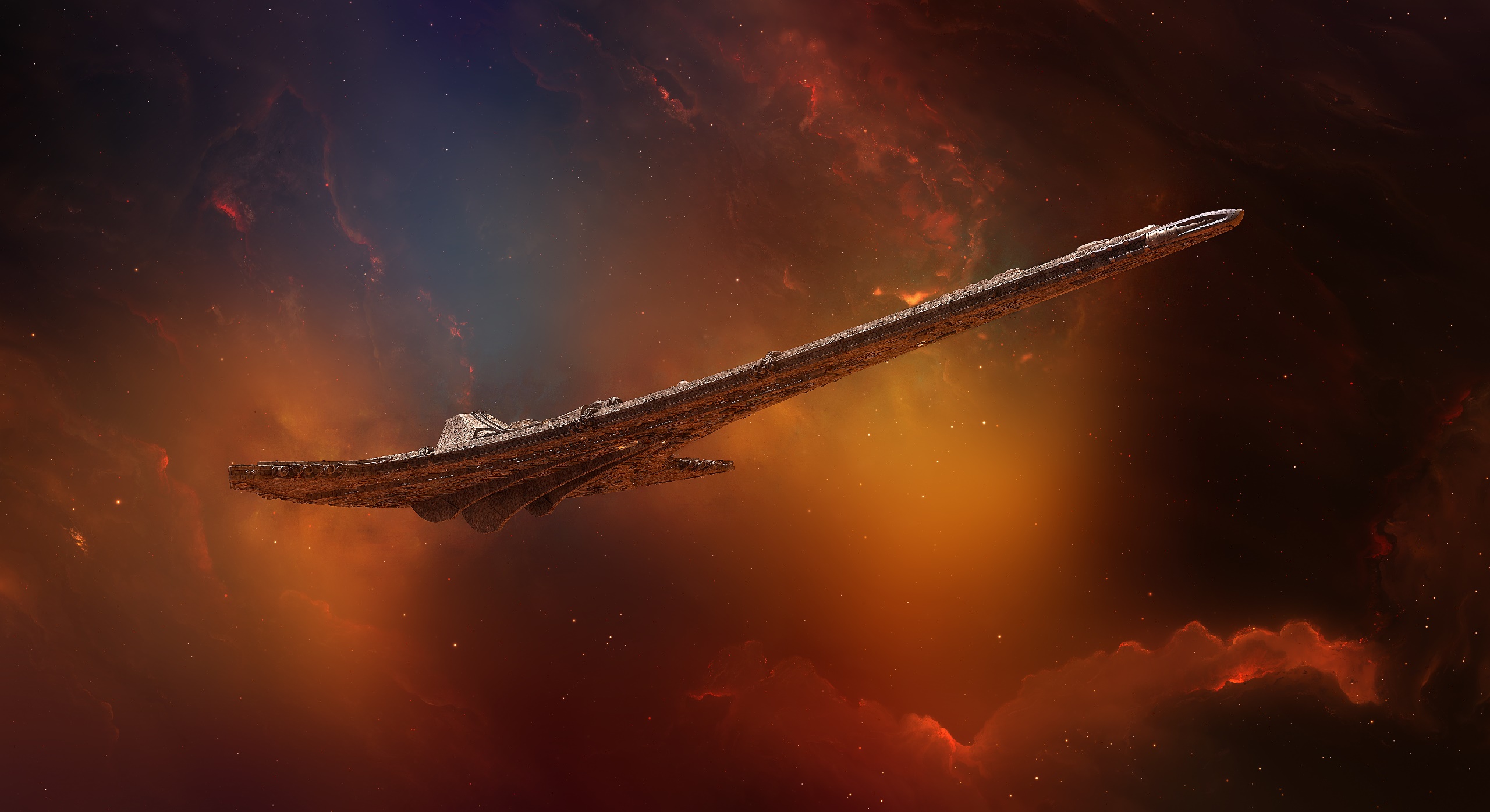 Space Space Art Science Fiction Artwork Stargate Universe Destiny Spaceship 2560x1396