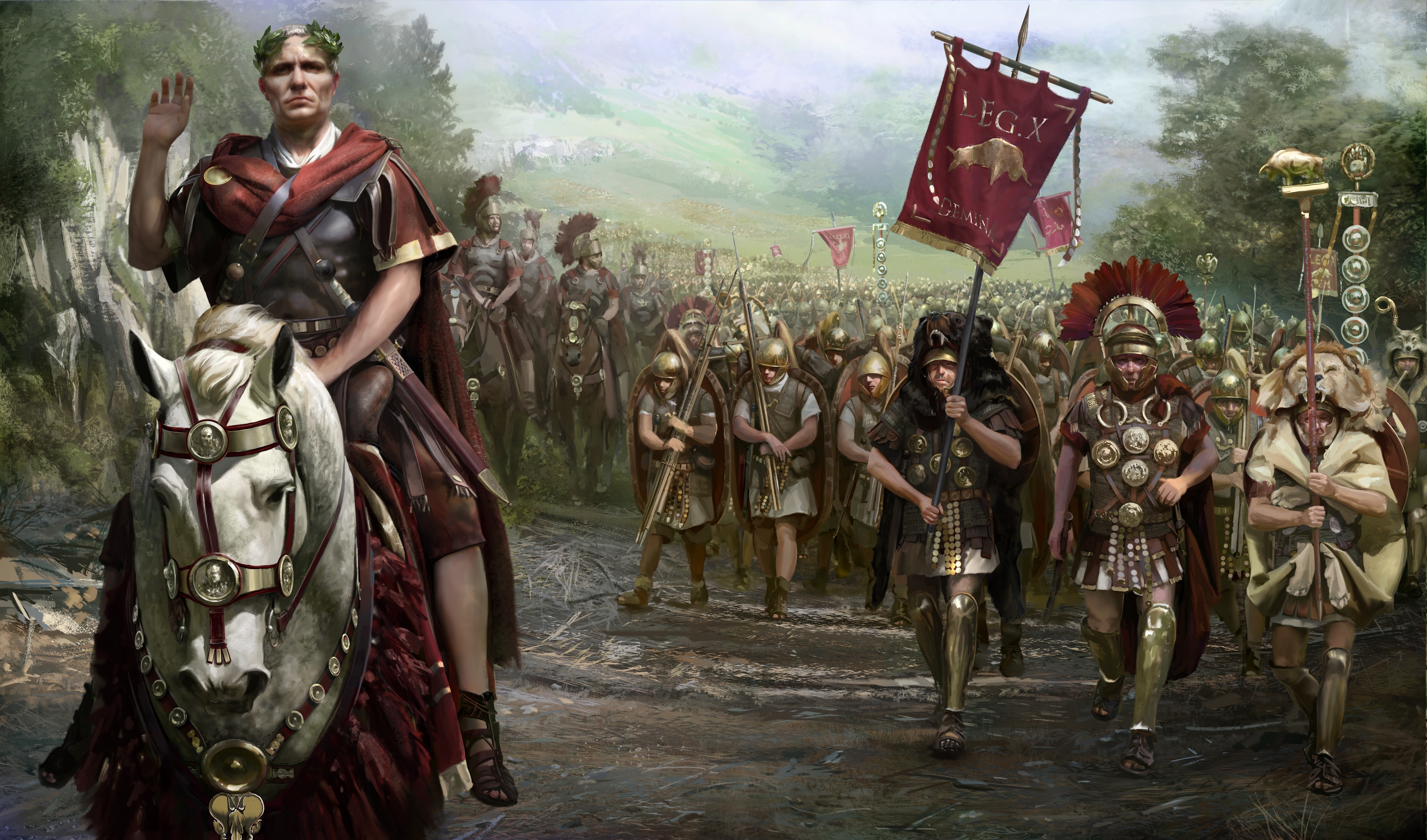 Rome Roman Julius Caesar Italy Army Roman Empire Horse Flag 5000x2945
