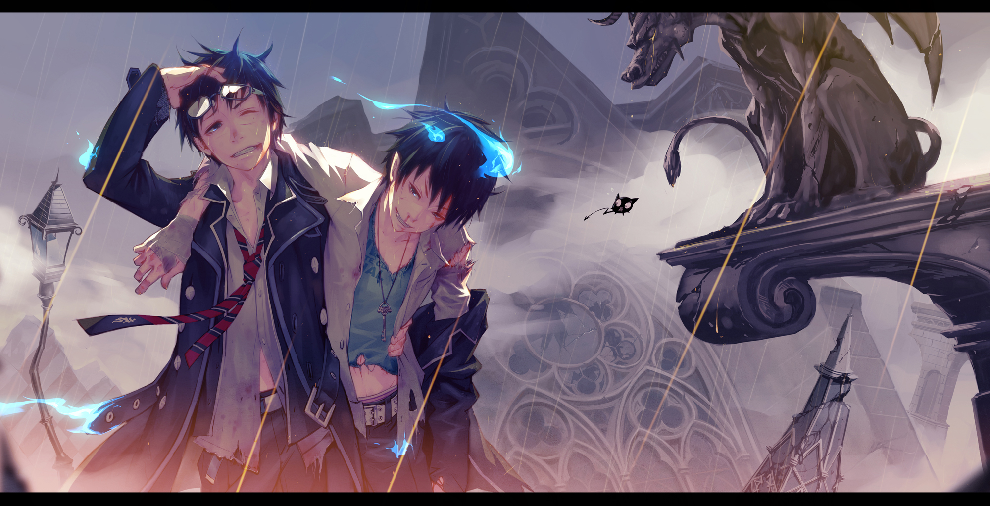 Ao No Exorcist Rin Okumura Yukio Okumura 2000x1022