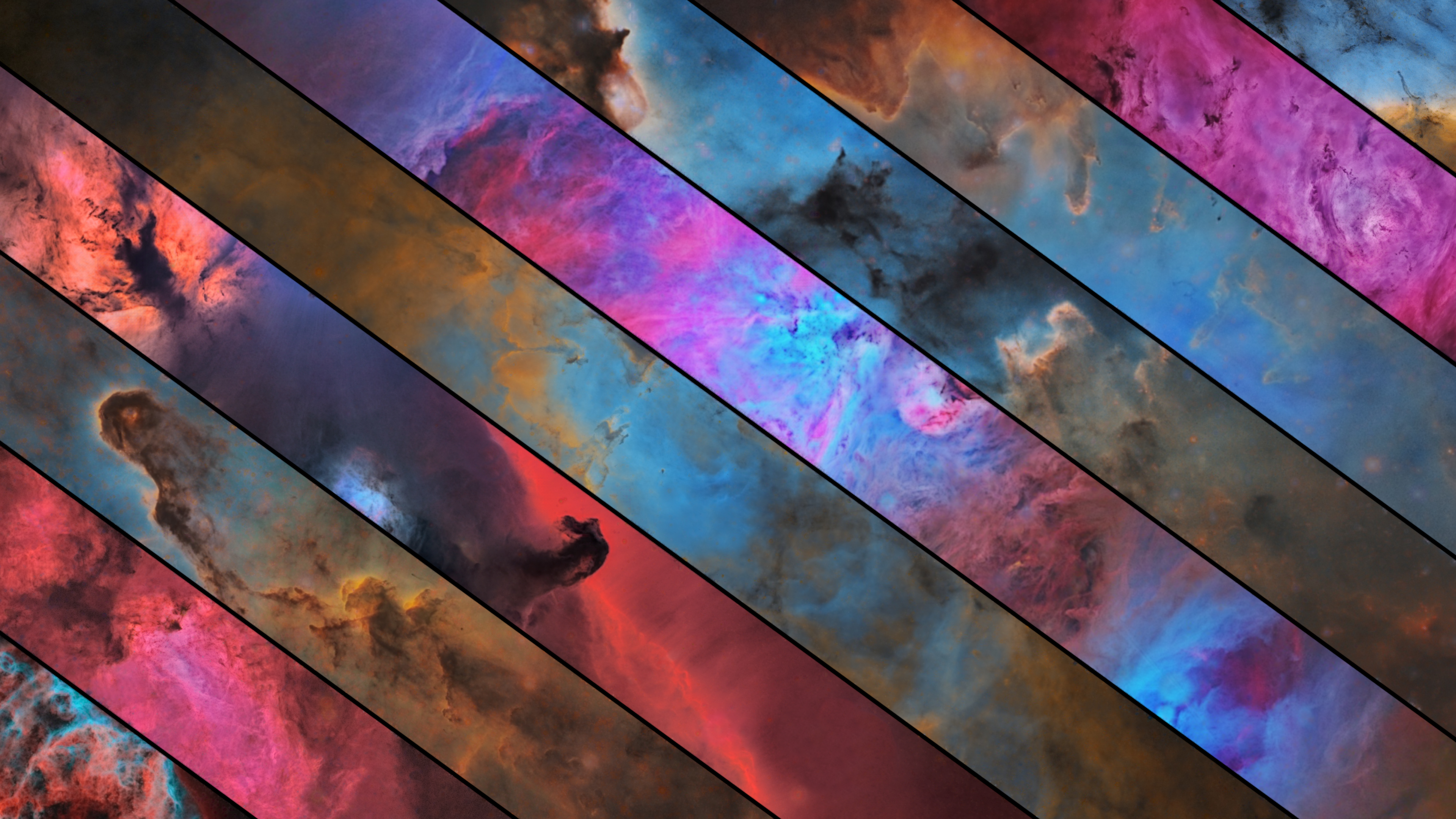 Space Nebula Composite Diagonal Lines Colorful Dust Cloud 3840x2160