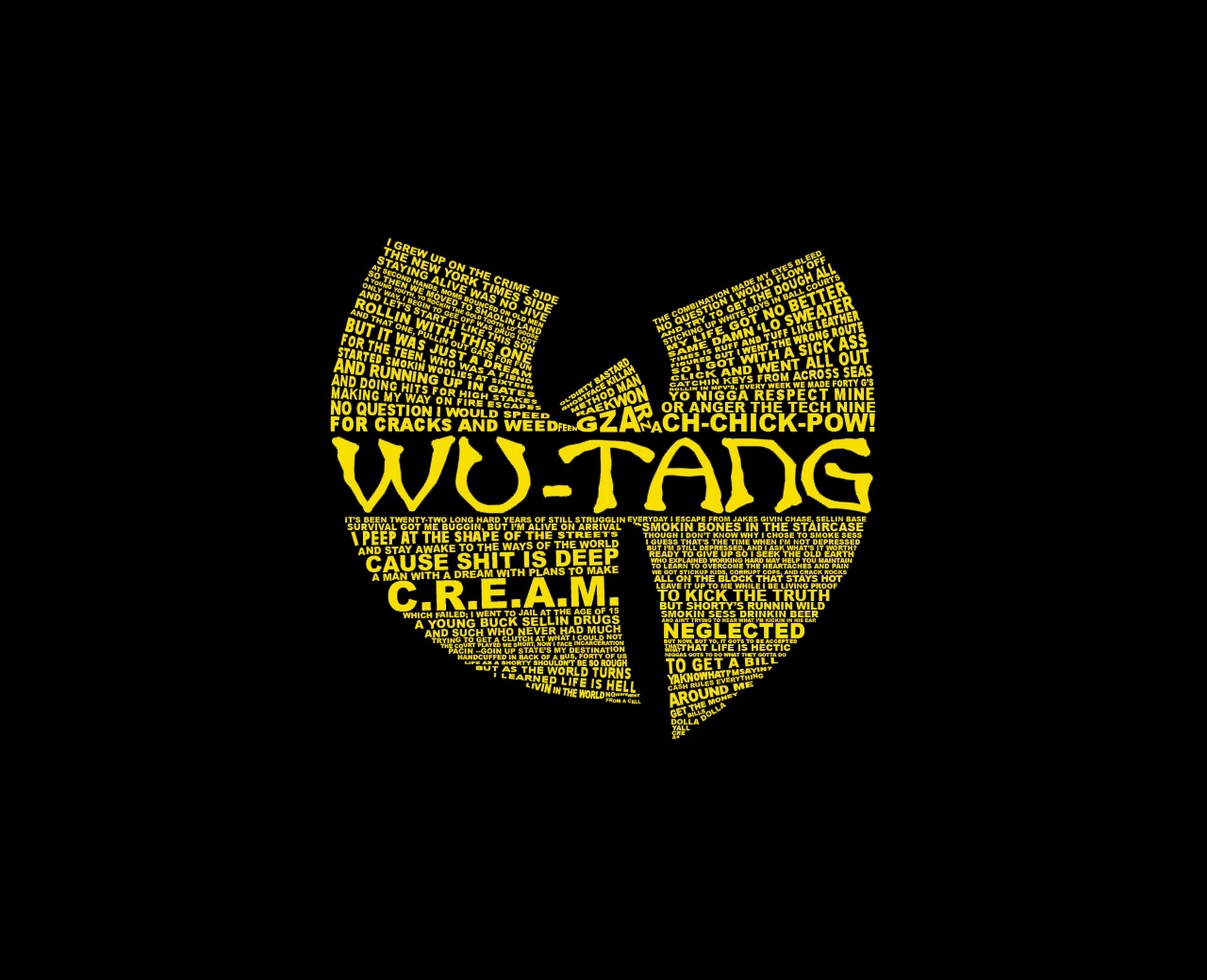 Minimalism Dark Wu Tang Clan Typography Black Background 1920x1560