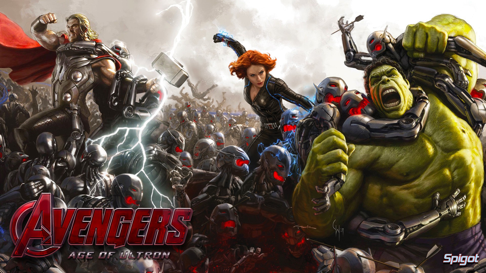 Concept Art Movies Avengers Age Of Ultron Superhero Battle Hulk Thor Black Widow Lightning The Aveng 1920x1080