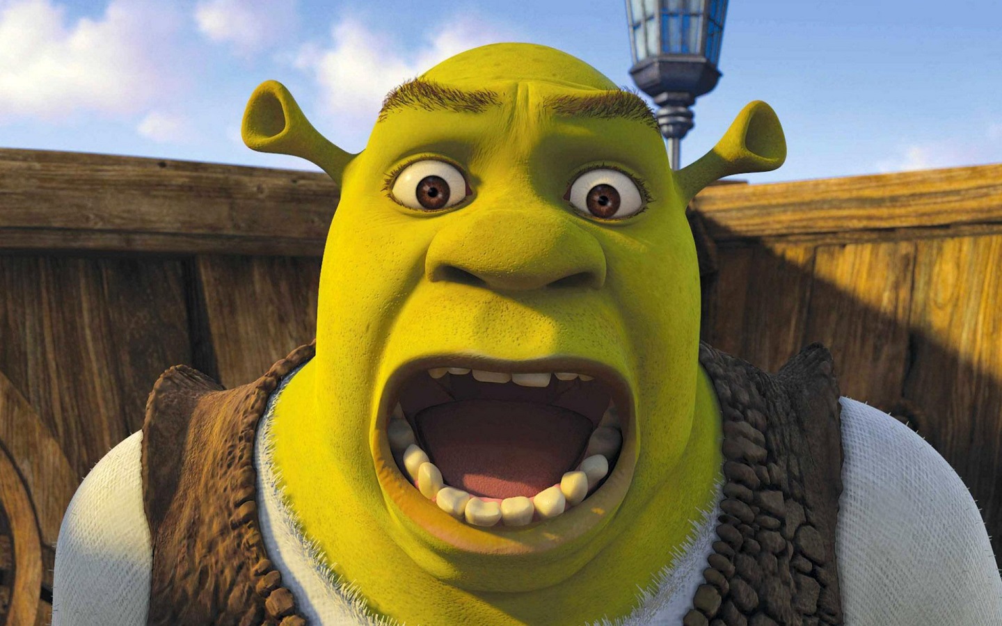 Shrek Movies Animated Movies Dreamworks Screaming Frontal View Portrait 1440x900