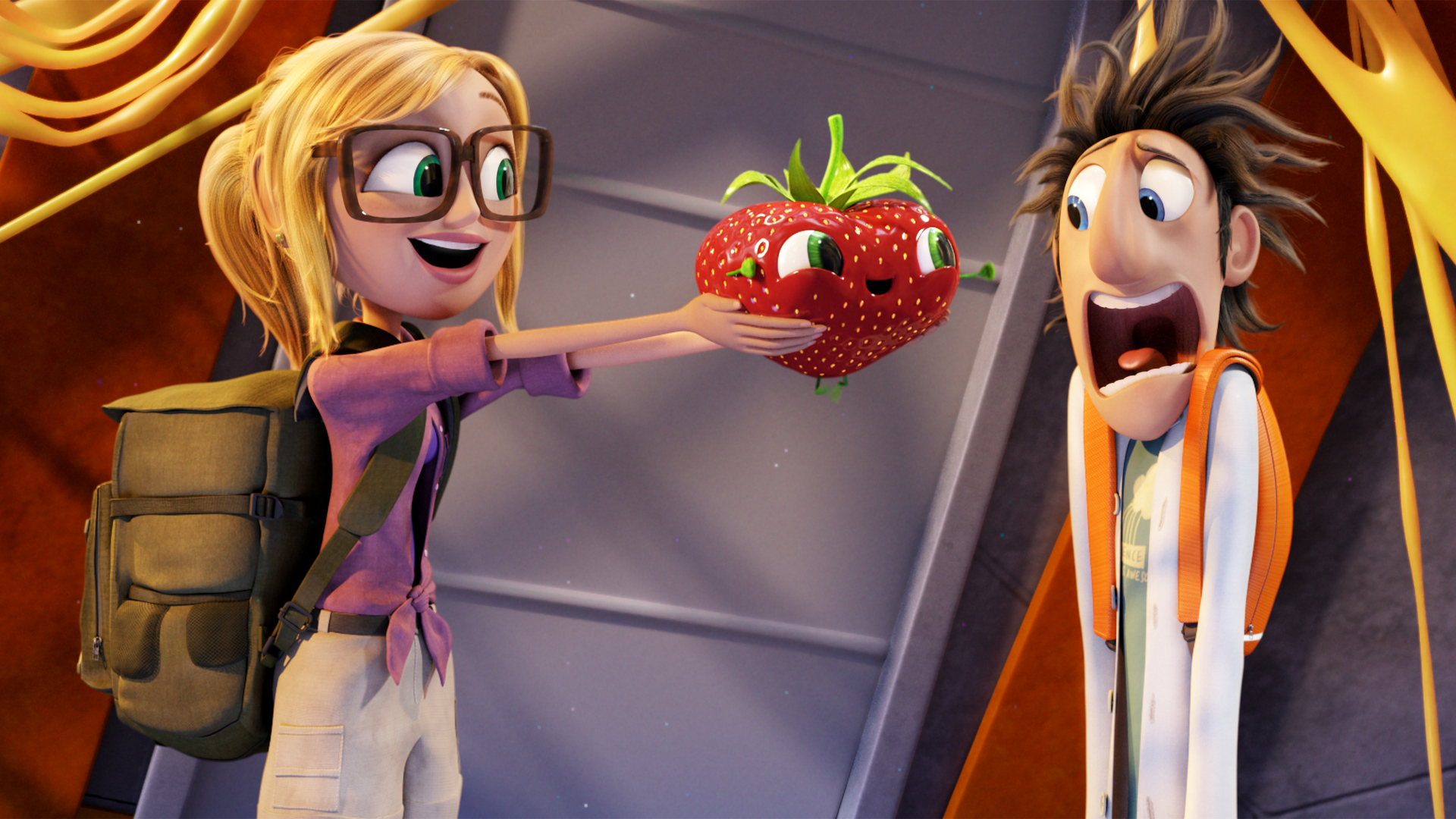 Cloudy With A Chance Of Meatballs 2 Movie Flint Lockwood Sam Sparks 1920x1080