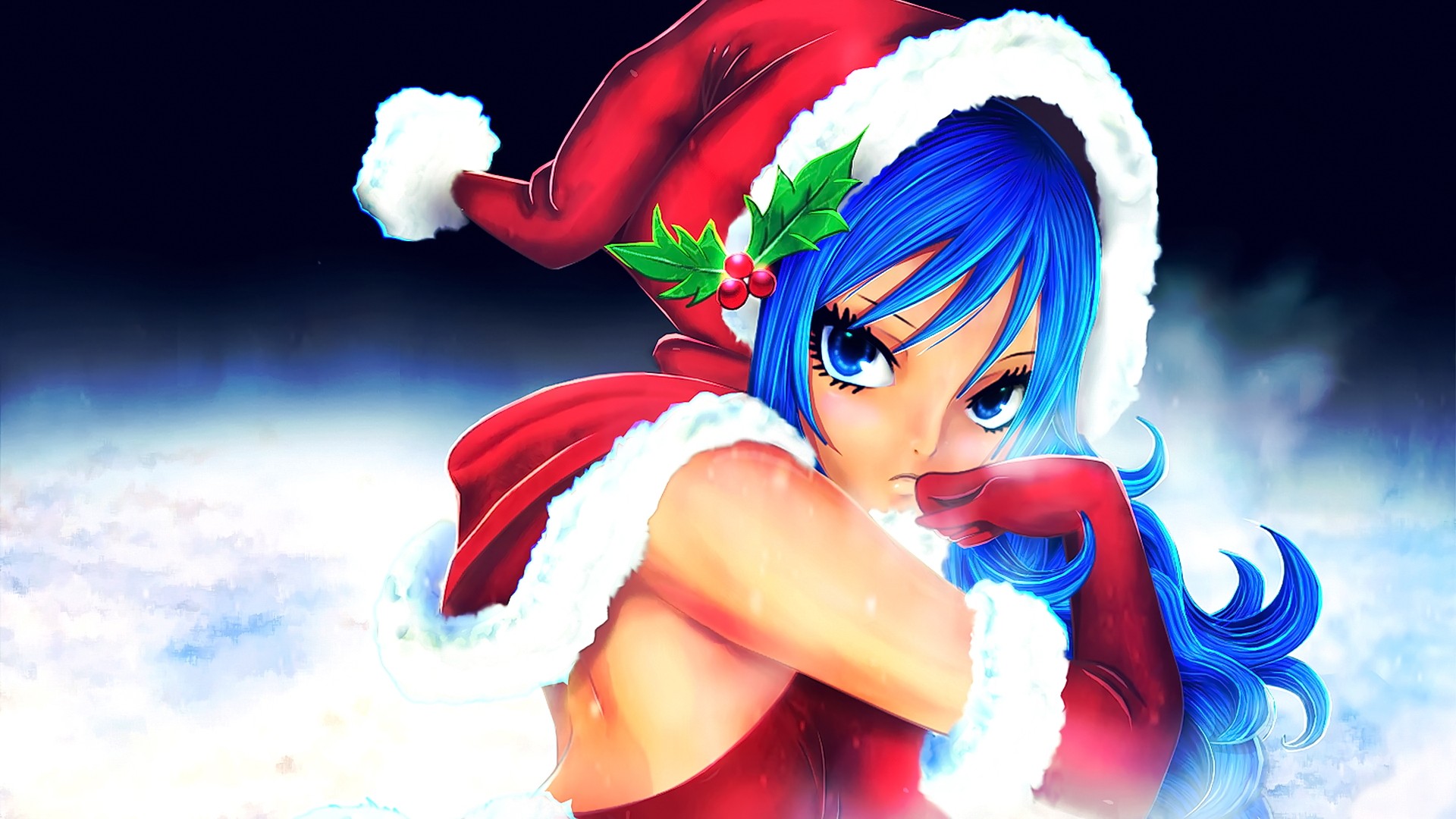 Anime Anime Girls Christmas Blue Hair Lockser Juvia Fairy Tail 1920x1080