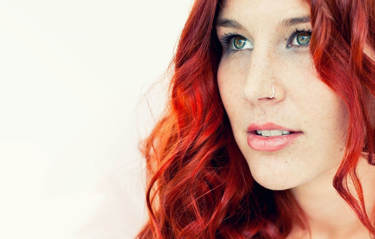 Charlotte Wessels Singer Delain Redhead Face Women Dutch Pierced Nose Freckles 1280x816