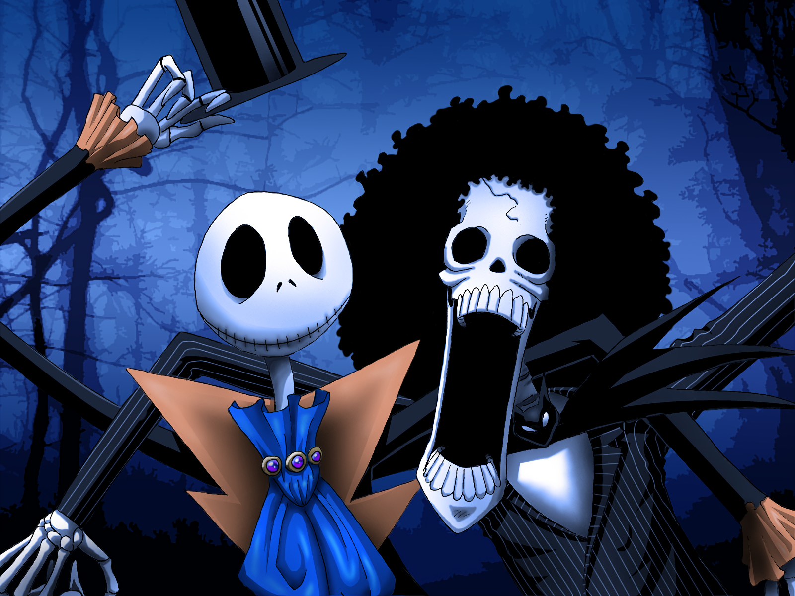 Jack Skellington Brook One Piece The Nightmare Before Christmas One Piece Crossover 1600x1200