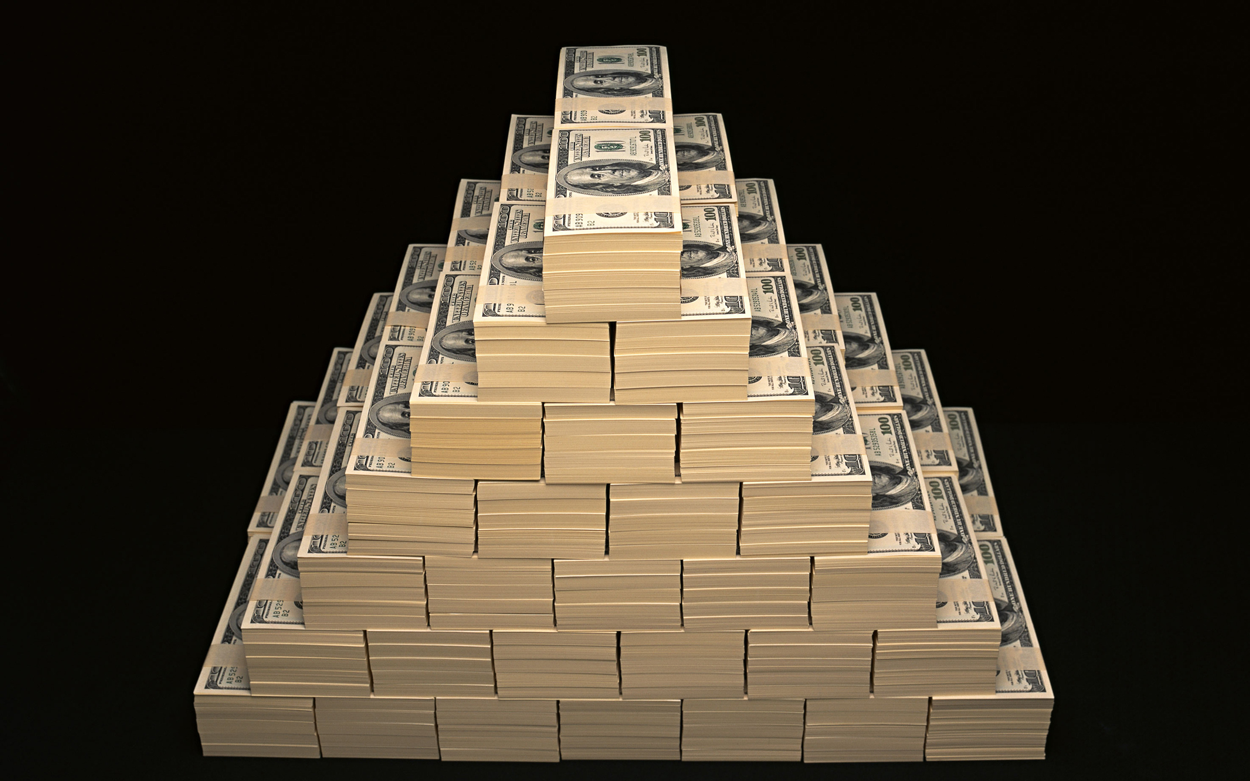 Dollars Money Wealth Dark Background High Angle 2560x1600