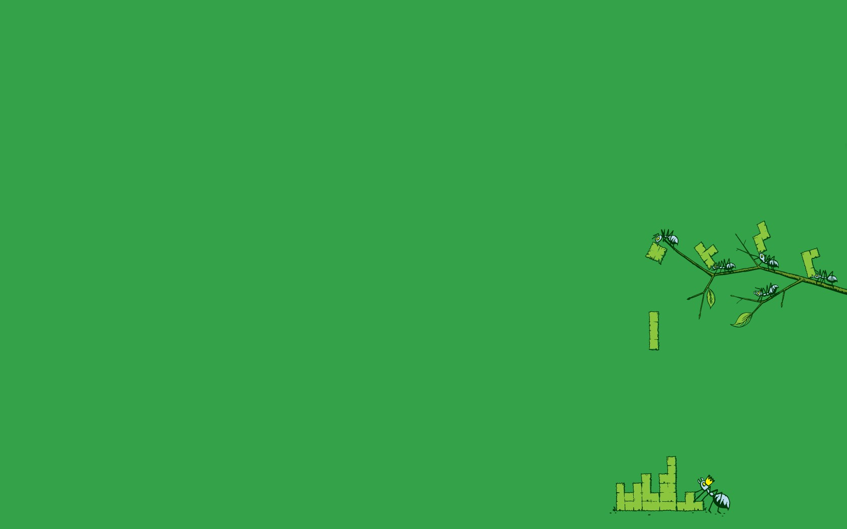 Minimalism Tetris Ants Green Background Humor Green 1680x1050