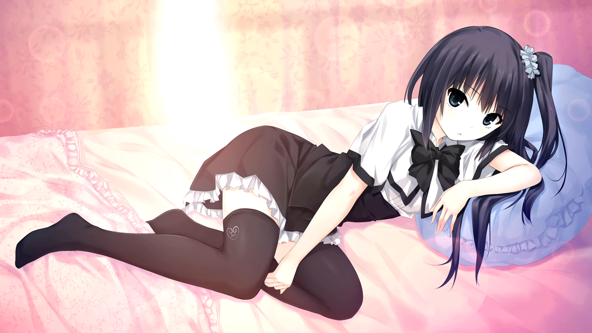 Dark Hair Anime Girls Long Hair Coffee Kizoku Juuou Mujin No Fafnir Thigh Highs 1920x1080