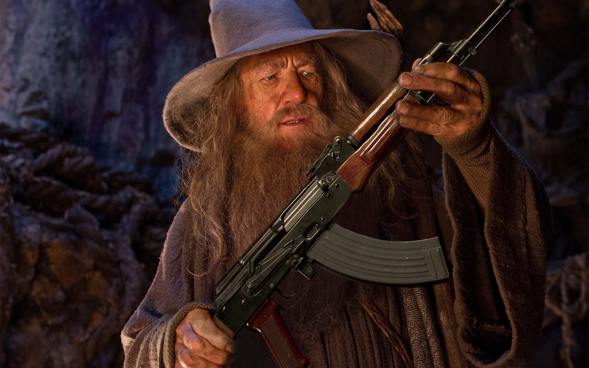 Gandalf The Lord Of The Rings Gun AKM Humor Weapon Hat Wizard 1920x1200