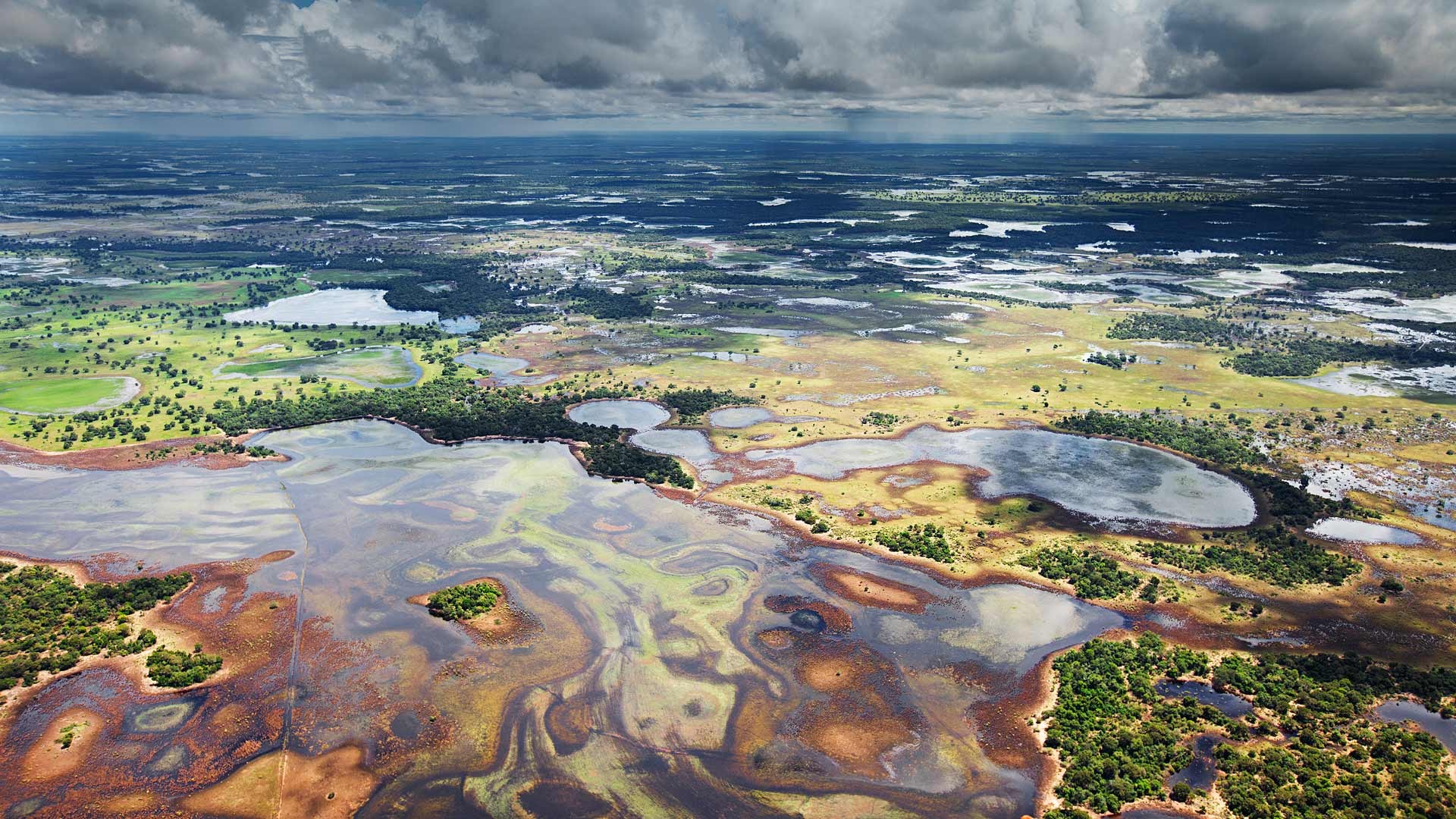 Nature Plains Landscape Aerial View Lake Pond Brazil Wetland 1920x1080