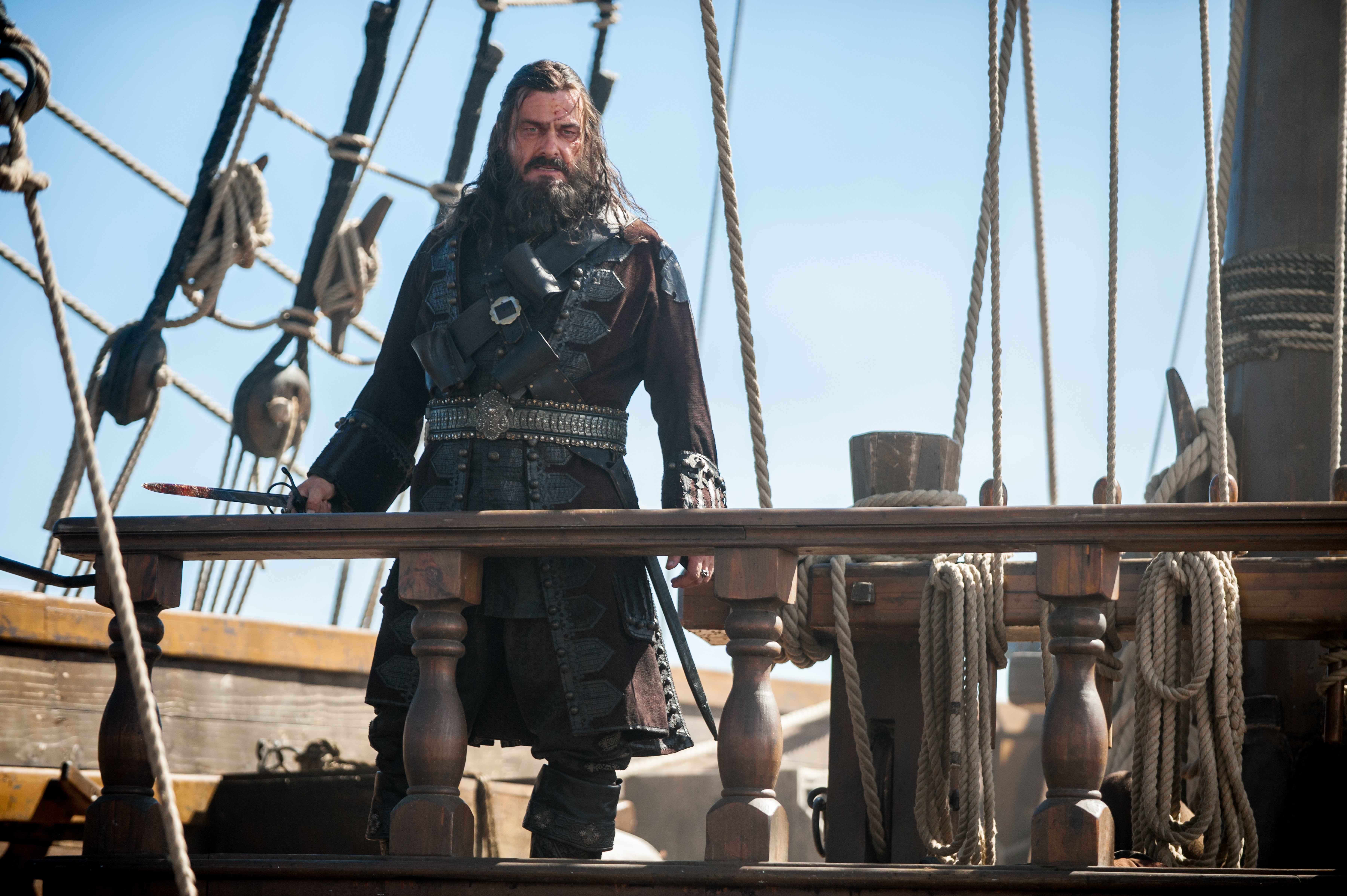 Black Sails Ray Stevenson Edward Teach Blackbeard Black Sails 7200x4791