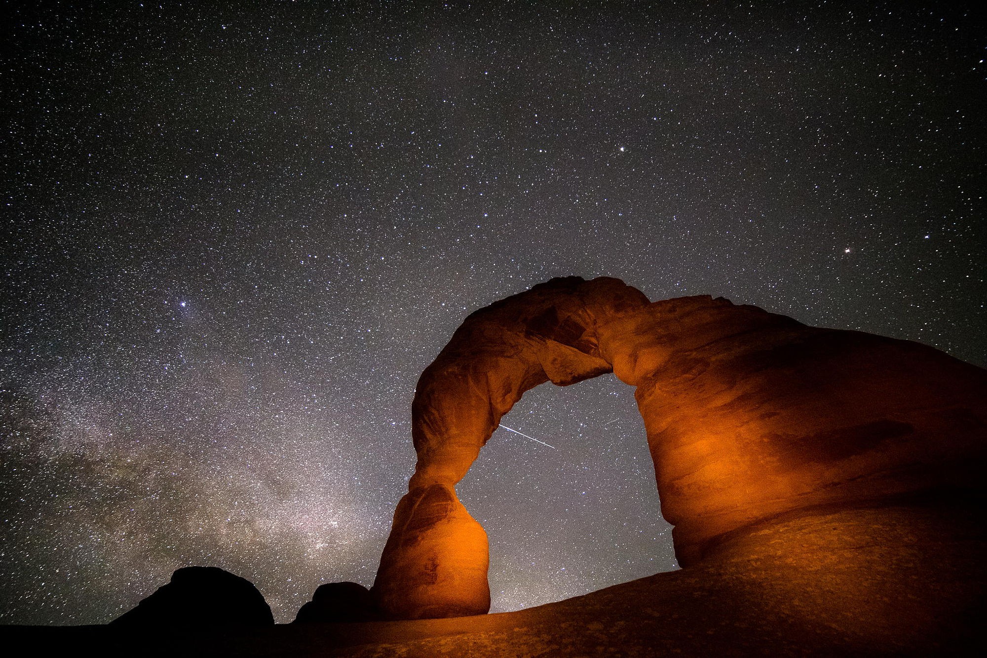 Stars Sky Arches National Park Rock Formation Starry Night 2000x1333
