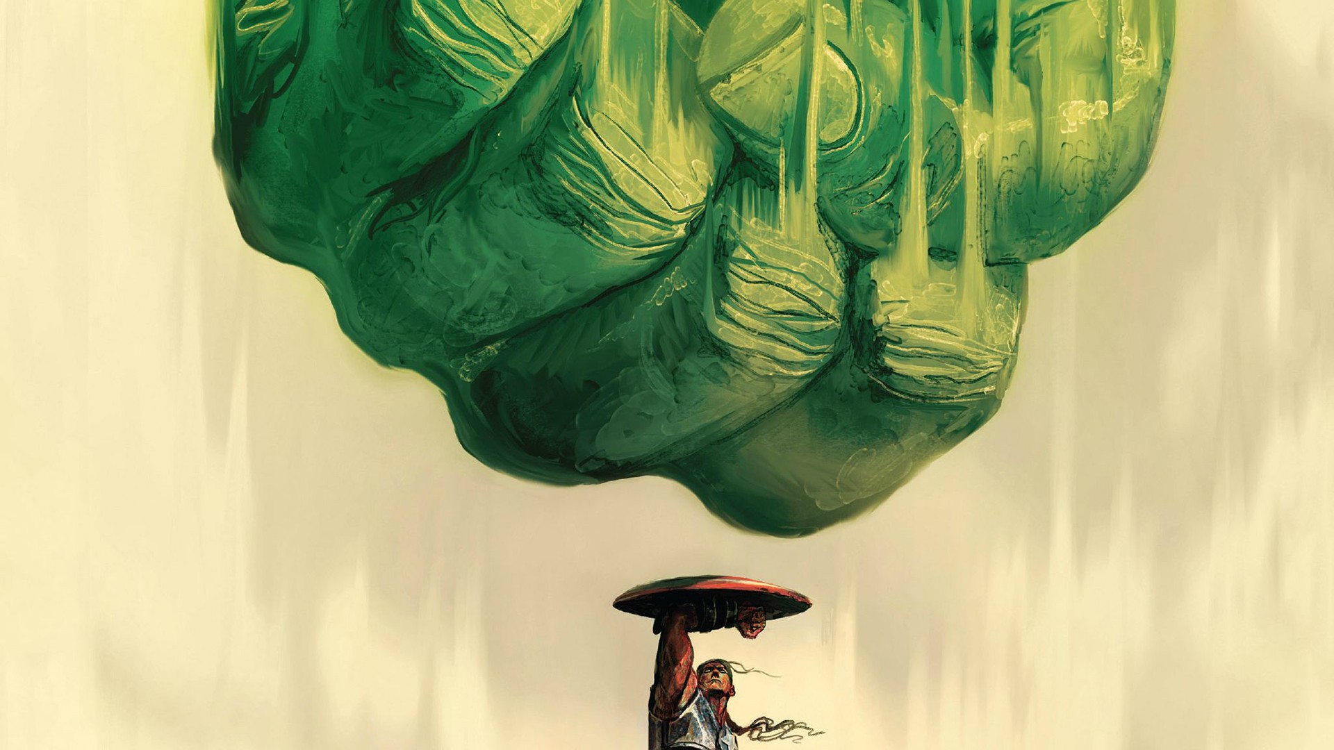 Shield Hulk Fists Marvel Comics Captain America Green Beige Background Beige 1920x1080