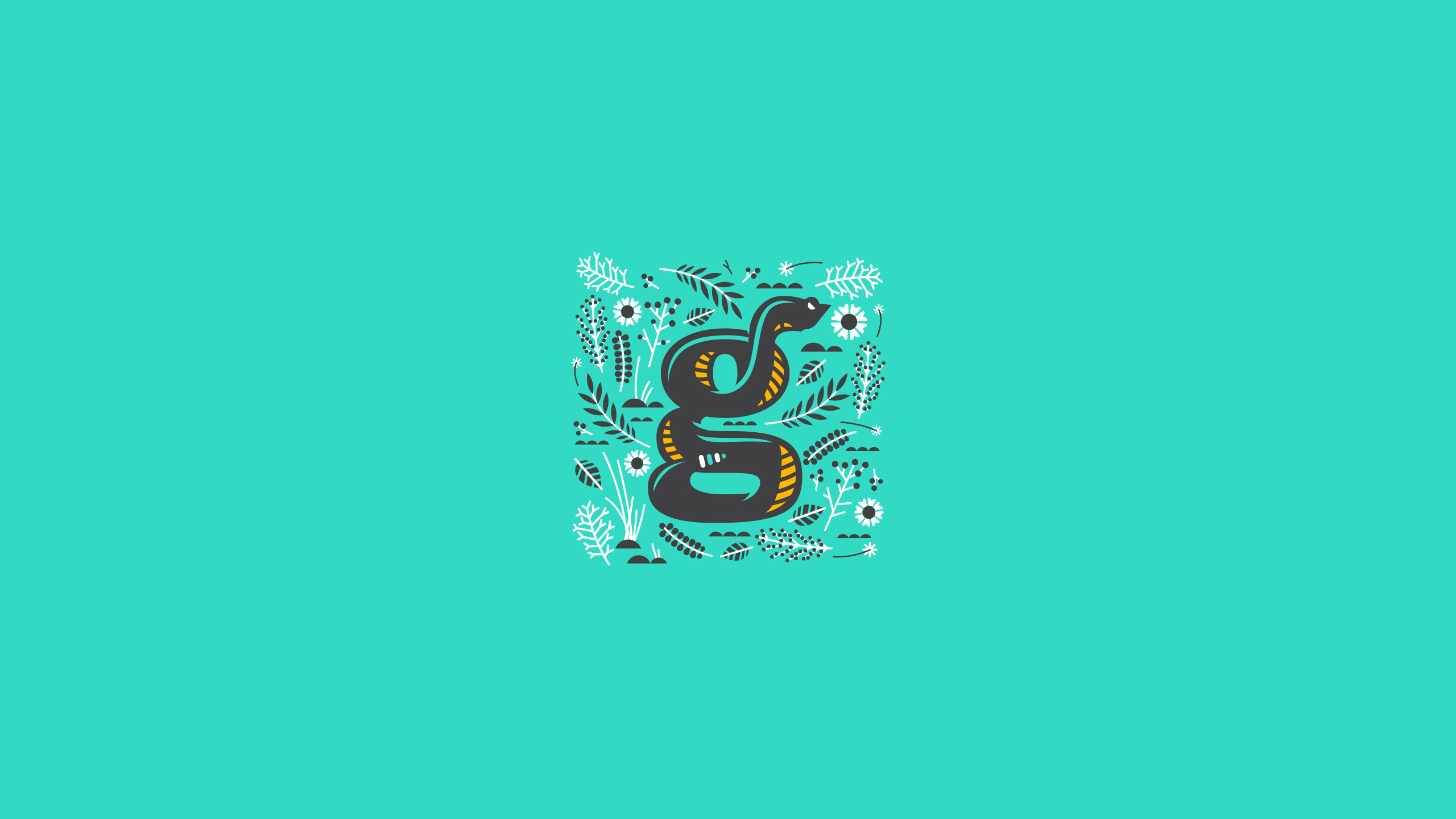 Illustration Letter Teal Turquoise Snake Typography Simple 2560x1440