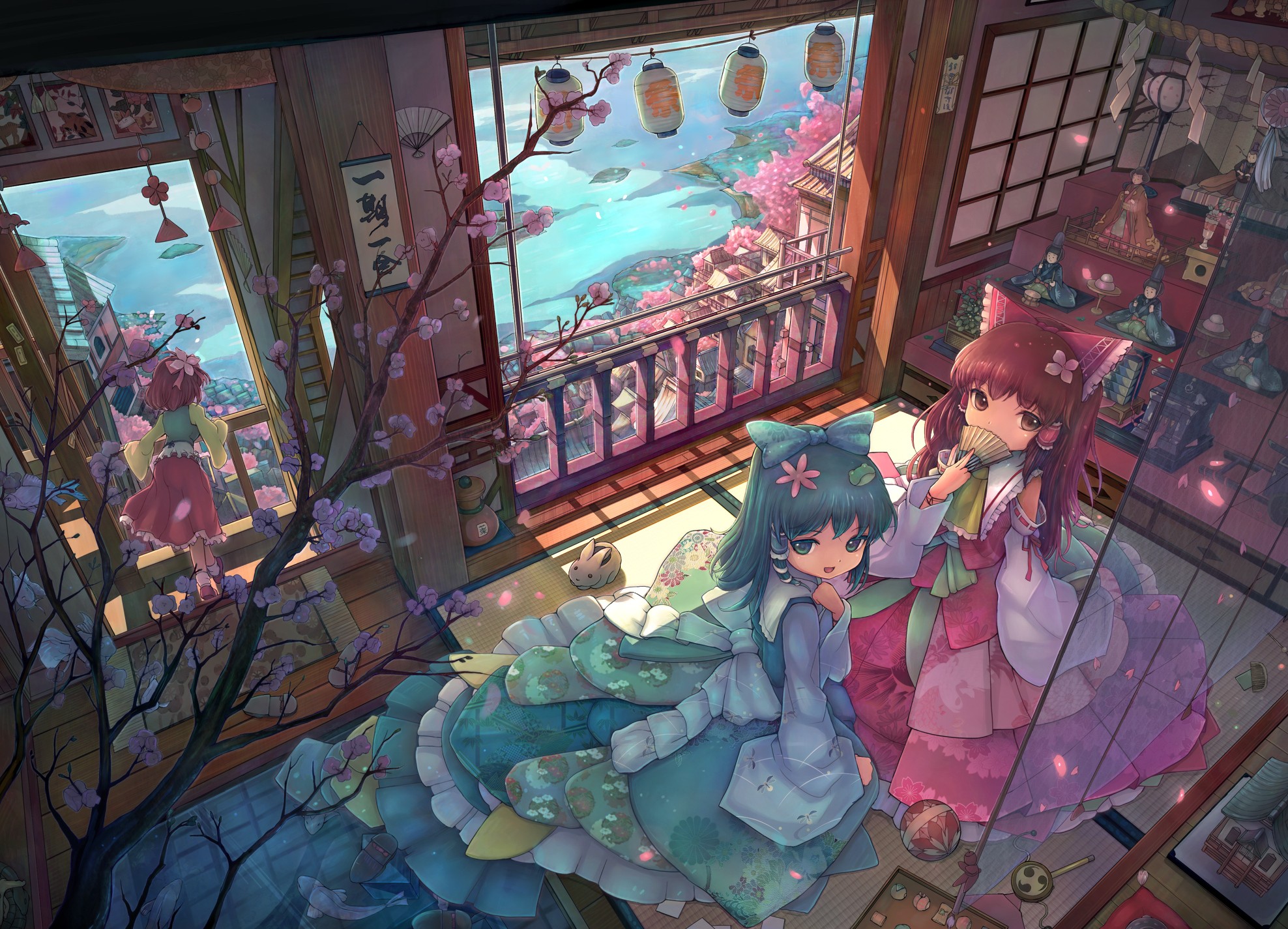 Anime Girls Room Touhou Hakurei Reimu Hieda No Akyuu Kochiya Sanae 1976x1425