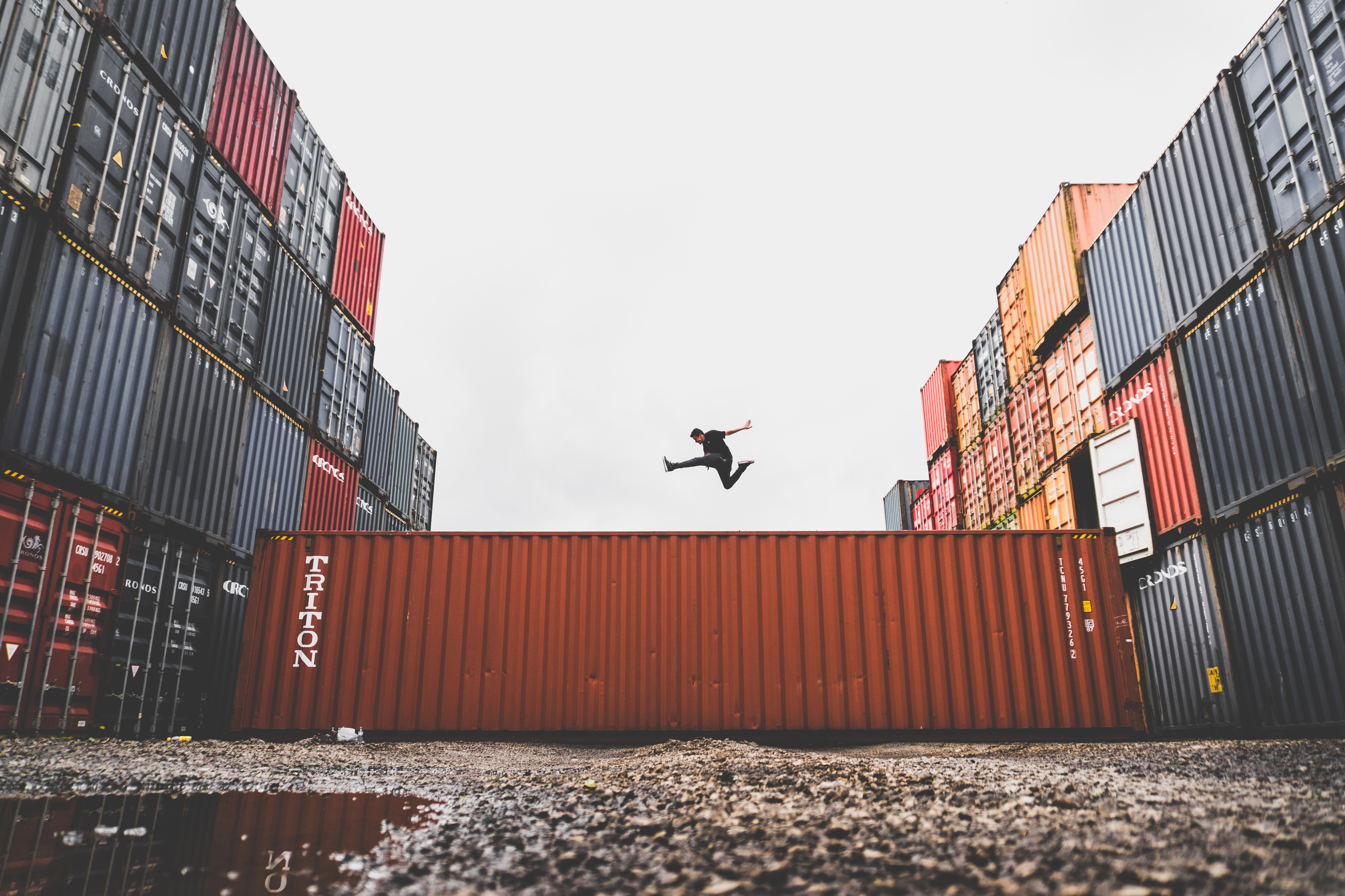 Container Men Jumping Outdoors Steel 6000x4000