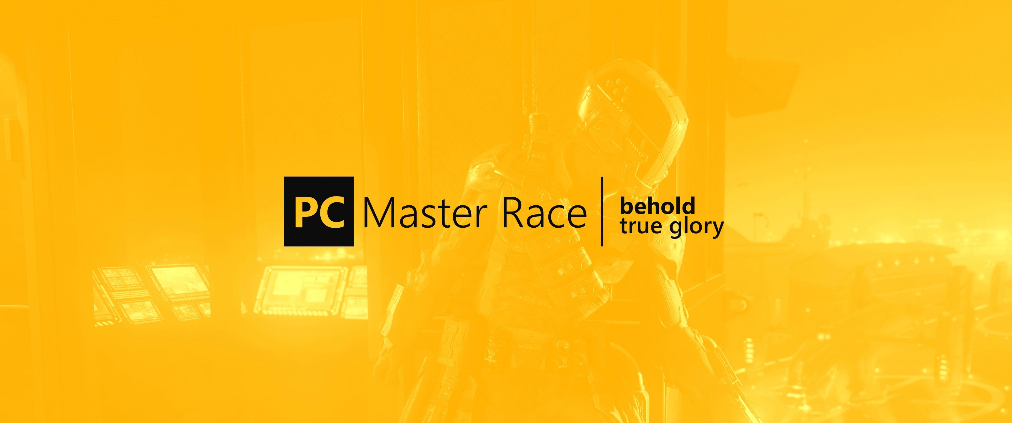 PC Gaming PC Master Race Yellow Background 3440x1440