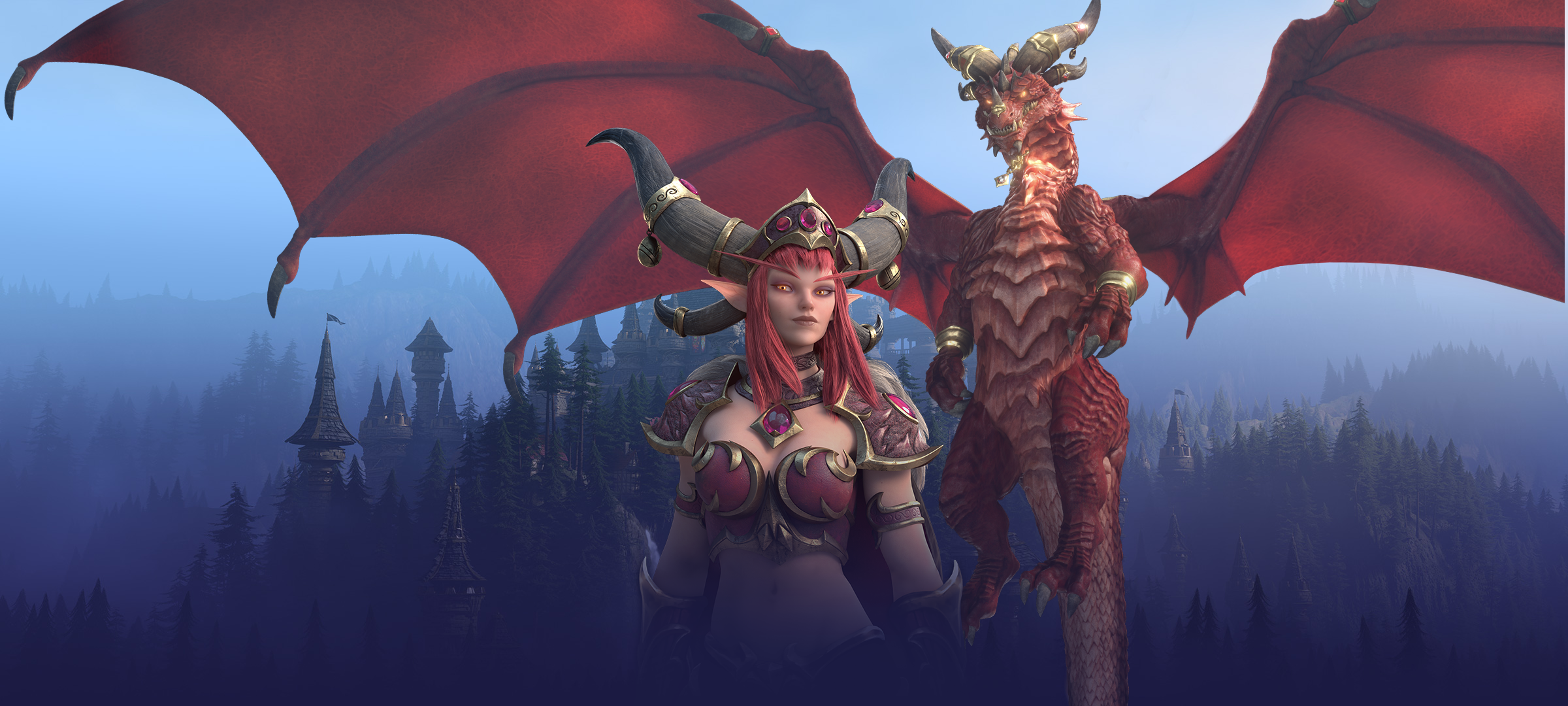 Alexstrasza Heroes Of The Storm World Of Warcraft Fantasy Girl Fantasy Art Redhead Dragon 2400x1080