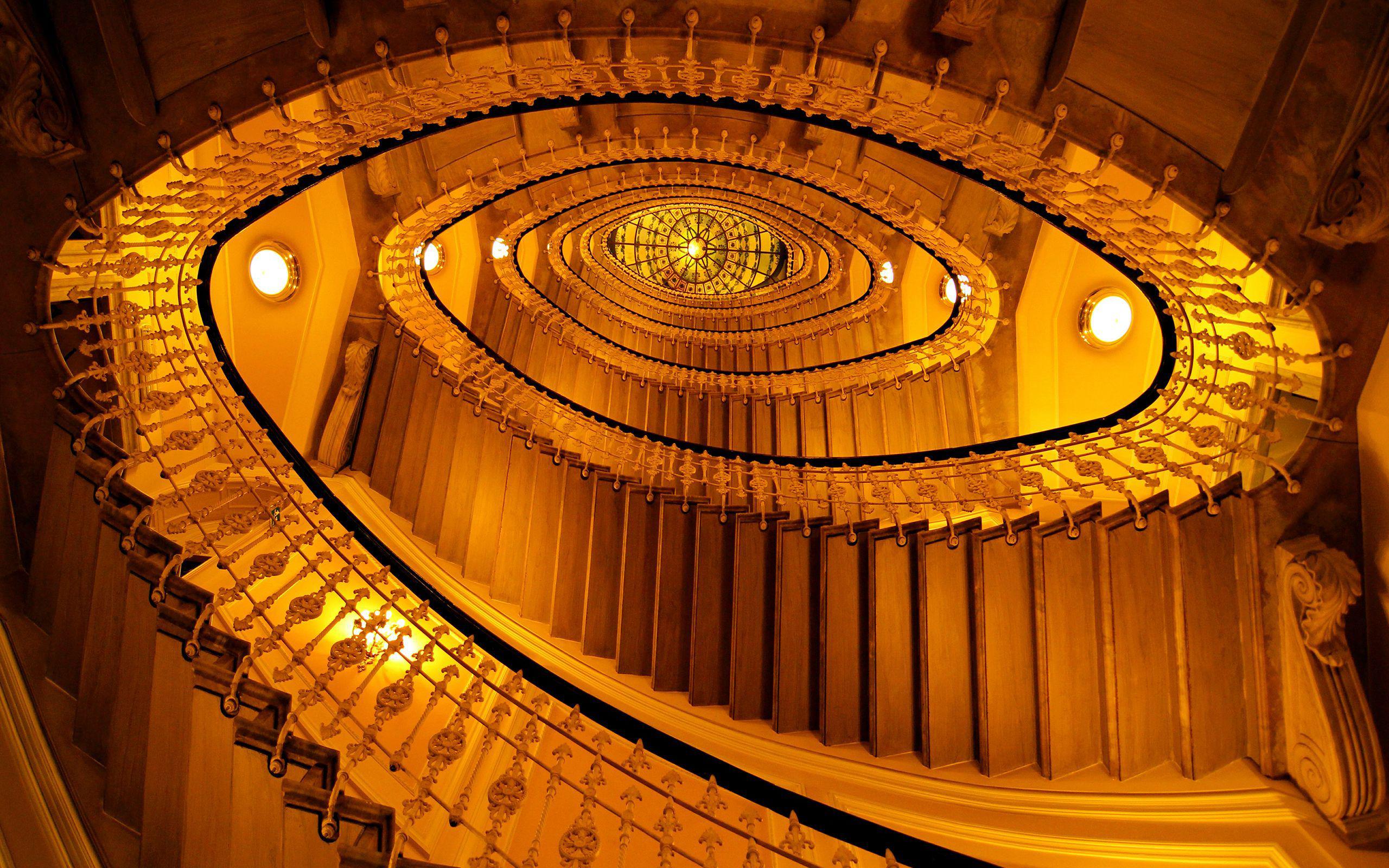 Man Made Stairs Golden Spiral Staircase 2560x1600