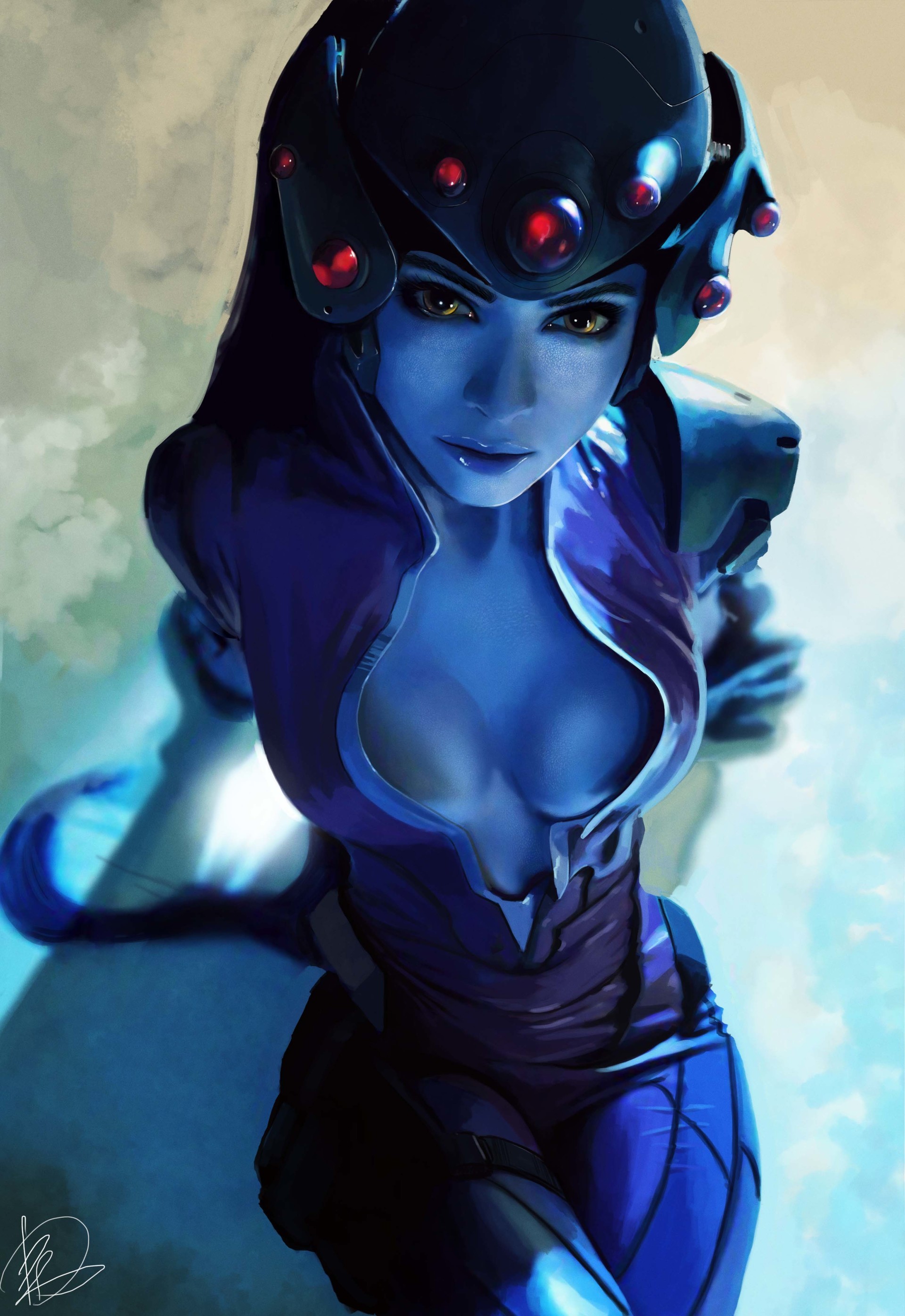 Overwatch Widowmaker Overwatch Fantasy Girl Face Blue Skin 1920x2792