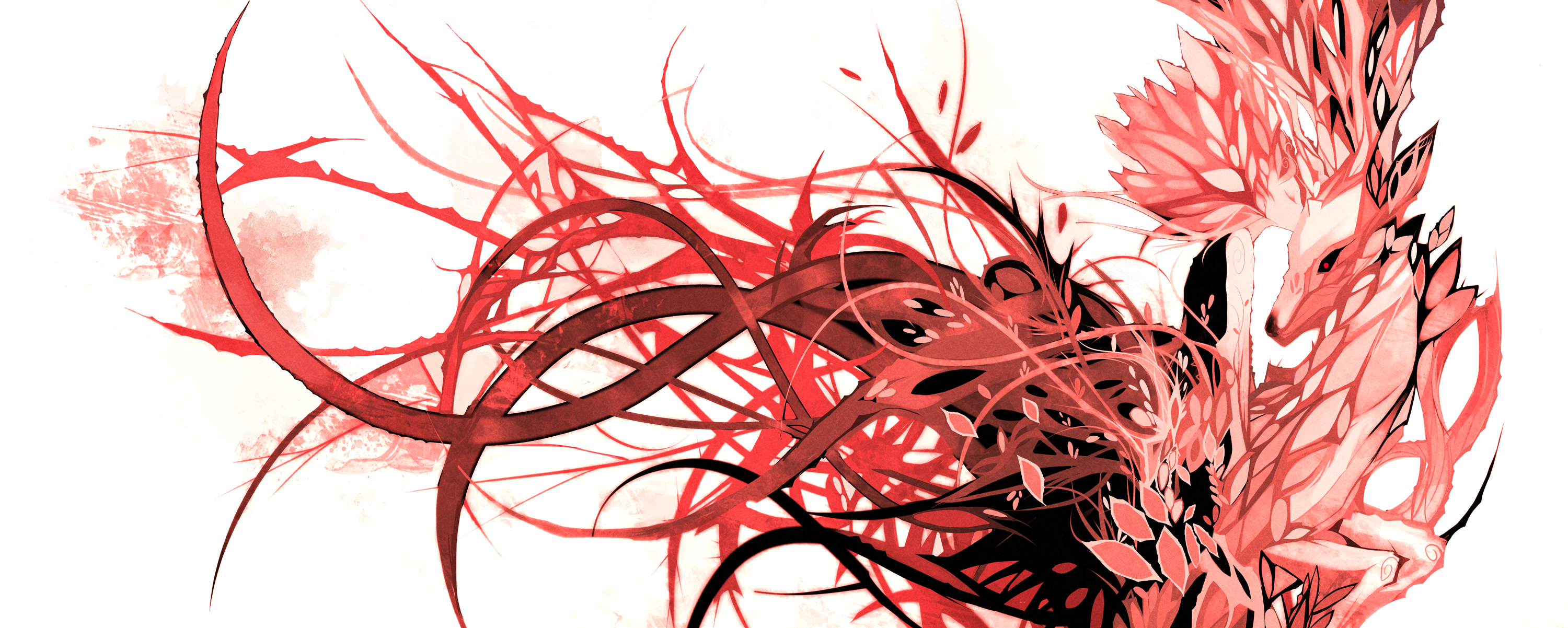 Red Spring Abstract Deer Artwork Nano Mortis 3000x1202