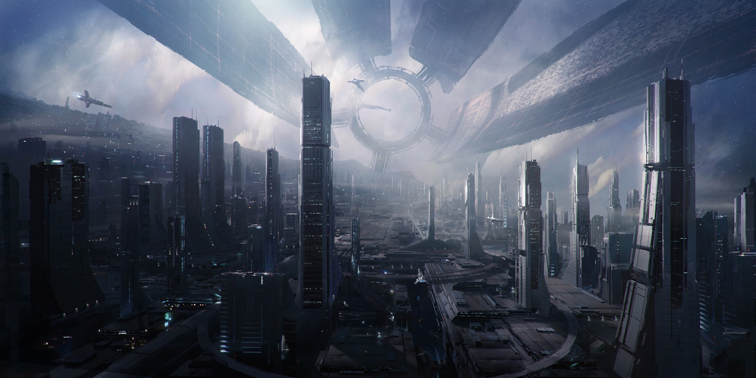 Mass Effect Citadel Video Game Art Science Fiction Video Games 2560x1280