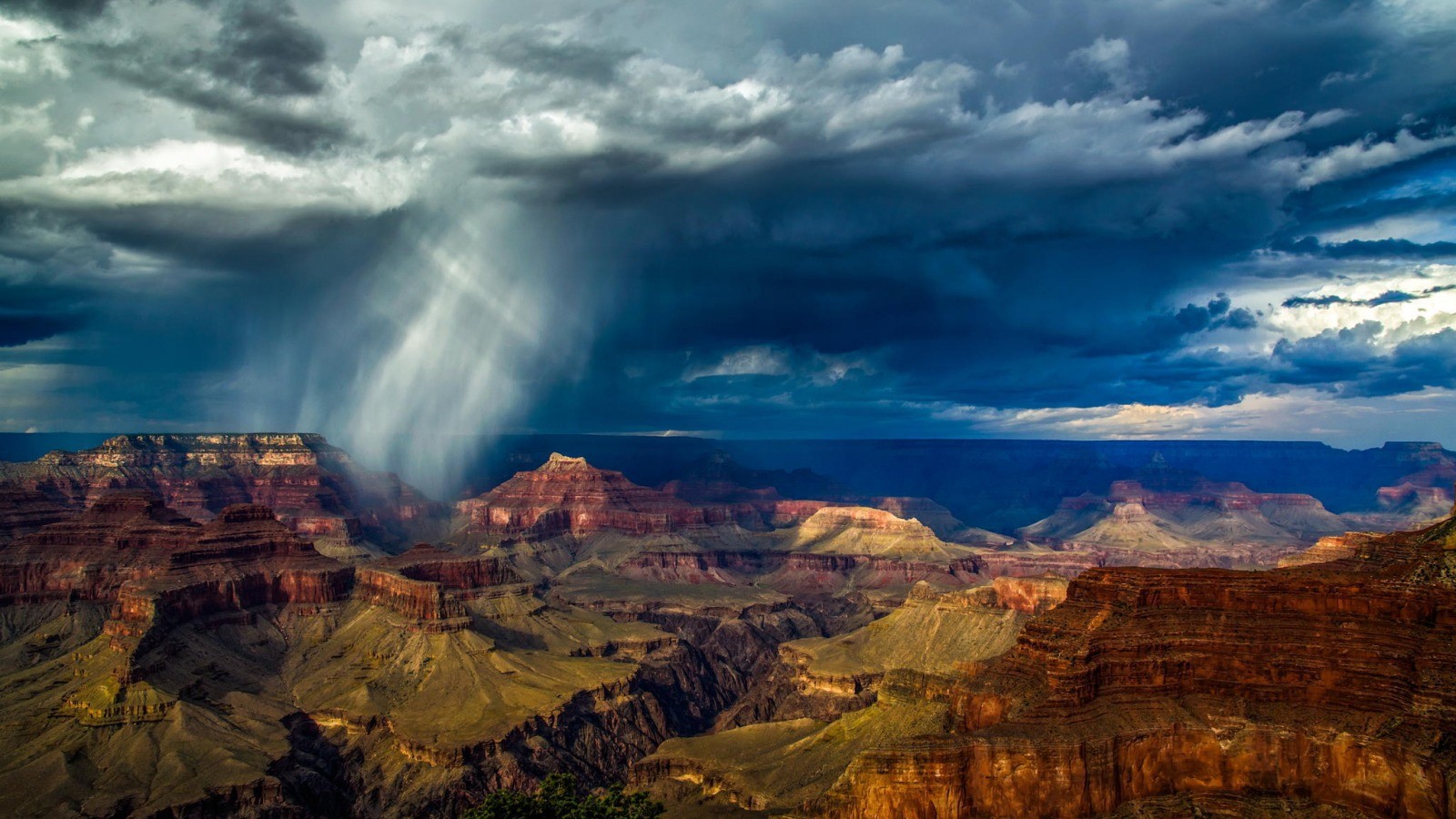 Landscape Grand Canyon Grand Canyon National Park Storm Rain Canyon 1600x900