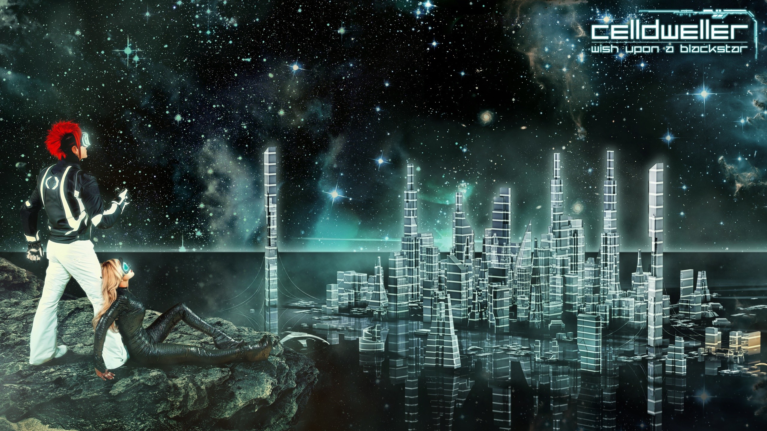 City Klayton Space Science Fiction Wish Upon A Blackstar 2560x1440