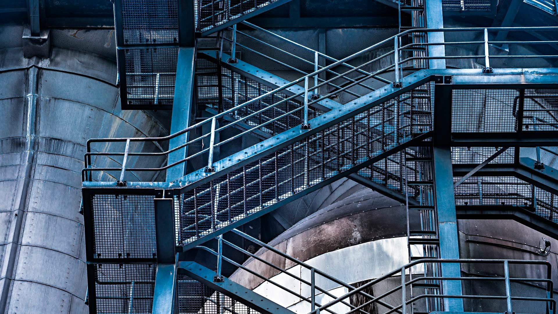 Stairs Factories Building Industrial Blue Factory 1920x1080