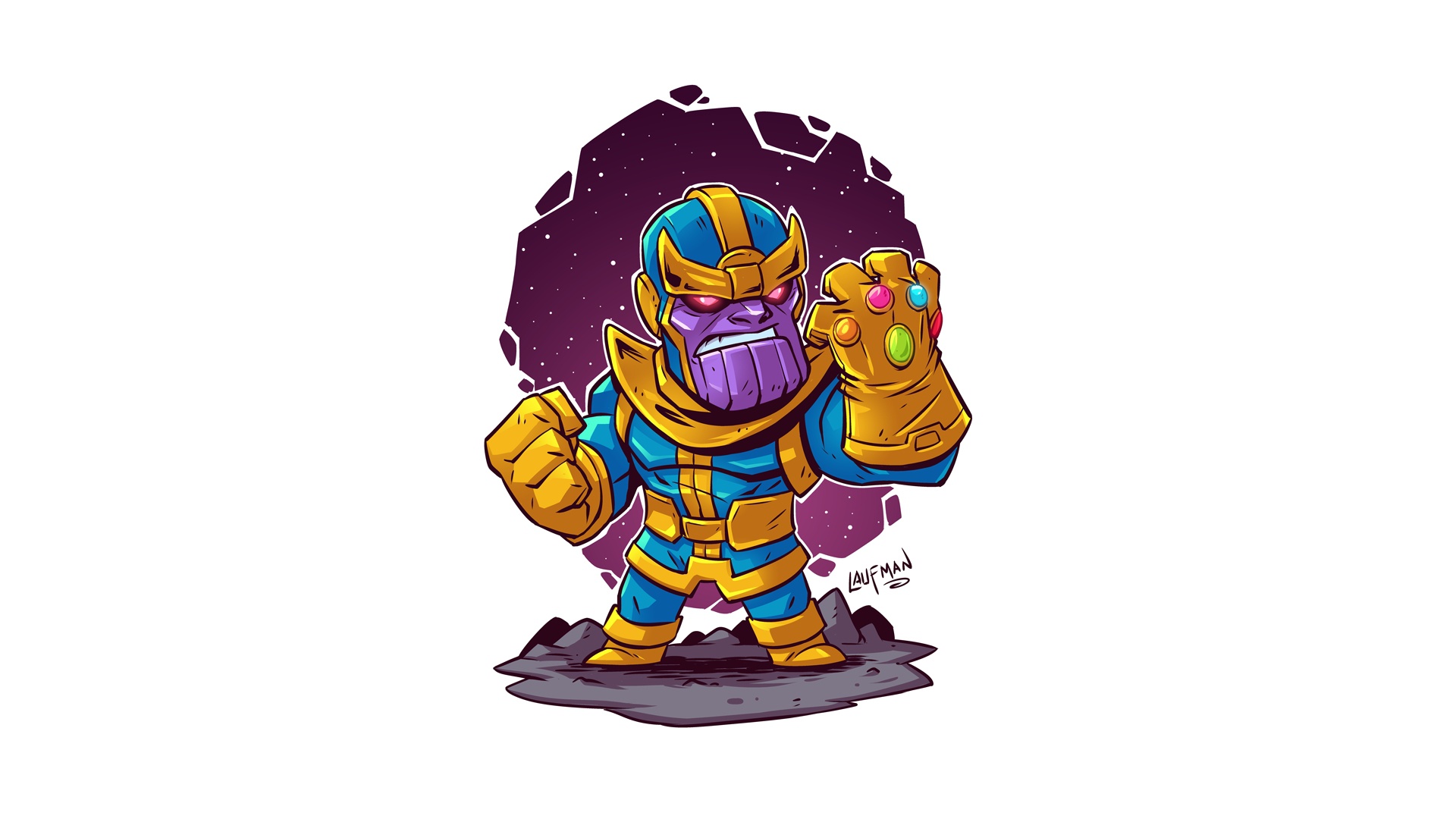 Thanos Simple Background White Background Artwork Marvel Comics Derek Laufman 1920x1080