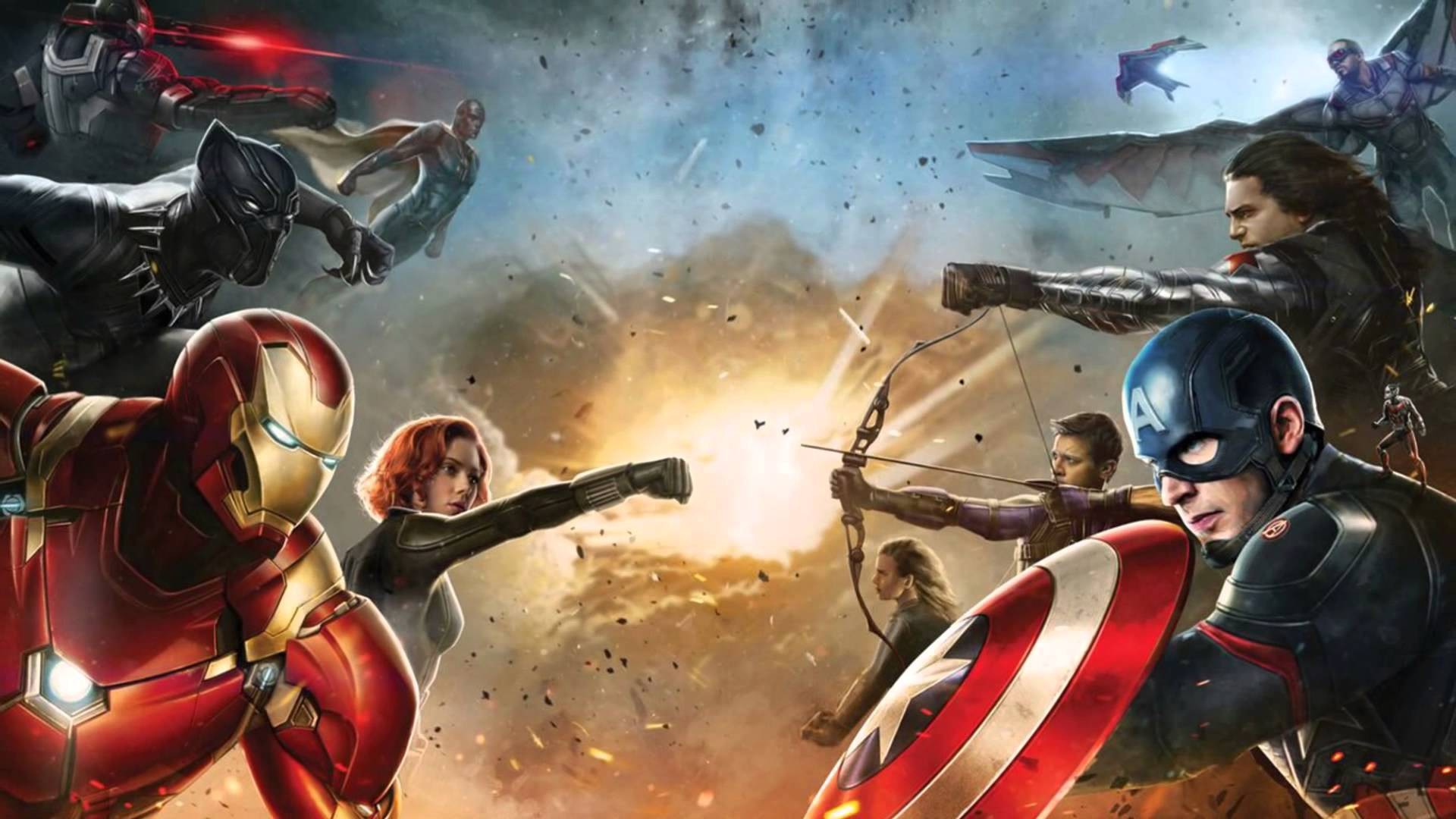 Comics Marvel Comics Captain America Captain America Civil War Iron Man Black Widow Scarlett Johanss 1920x1080