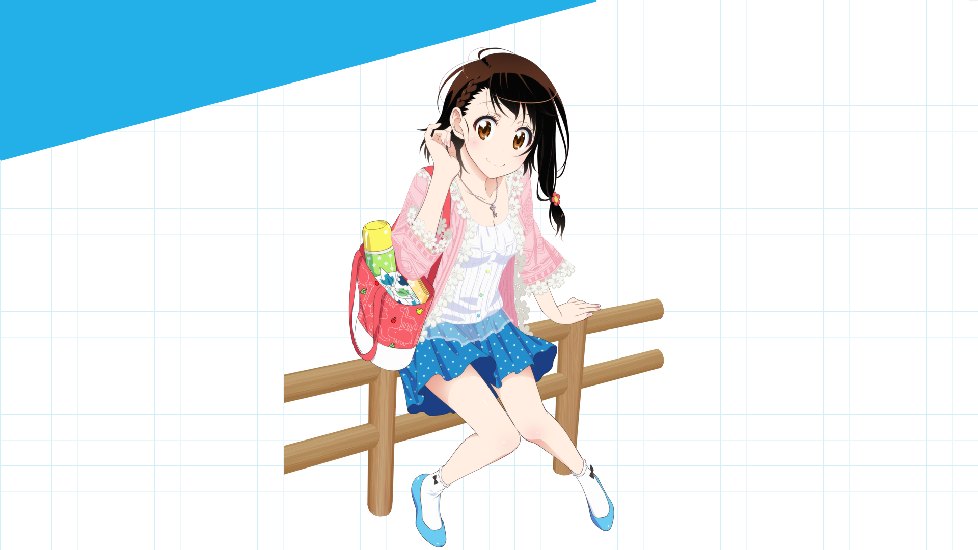 Anime Anime Girls Nisekoi Brunette Brown Eyes Skirt Smiling Simple Background Onodera Kosaki 1920x1080
