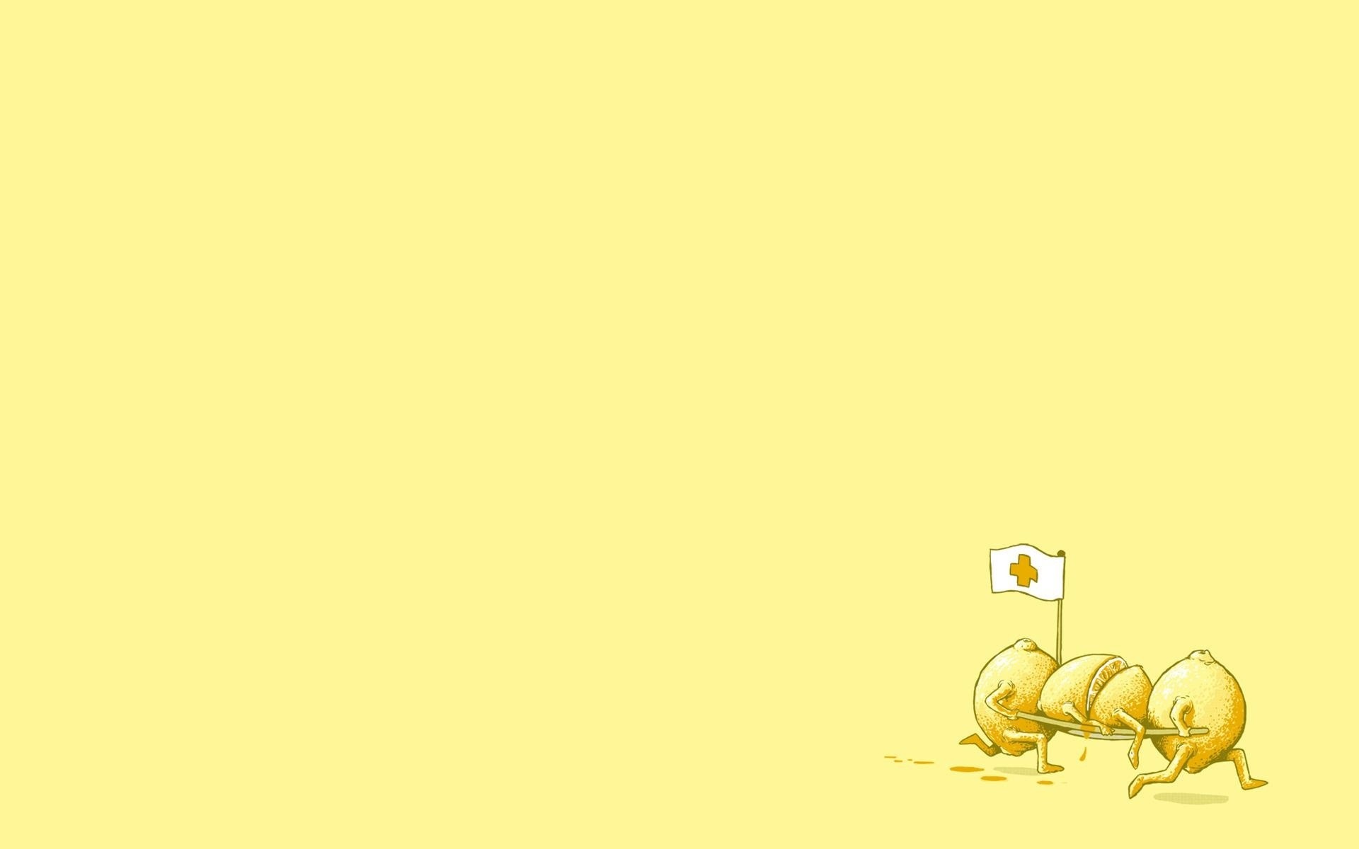 Digital Art Minimalism Humor Yellow Background Fruit Lemons Doctors Wounds Flag Running 1920x1200
