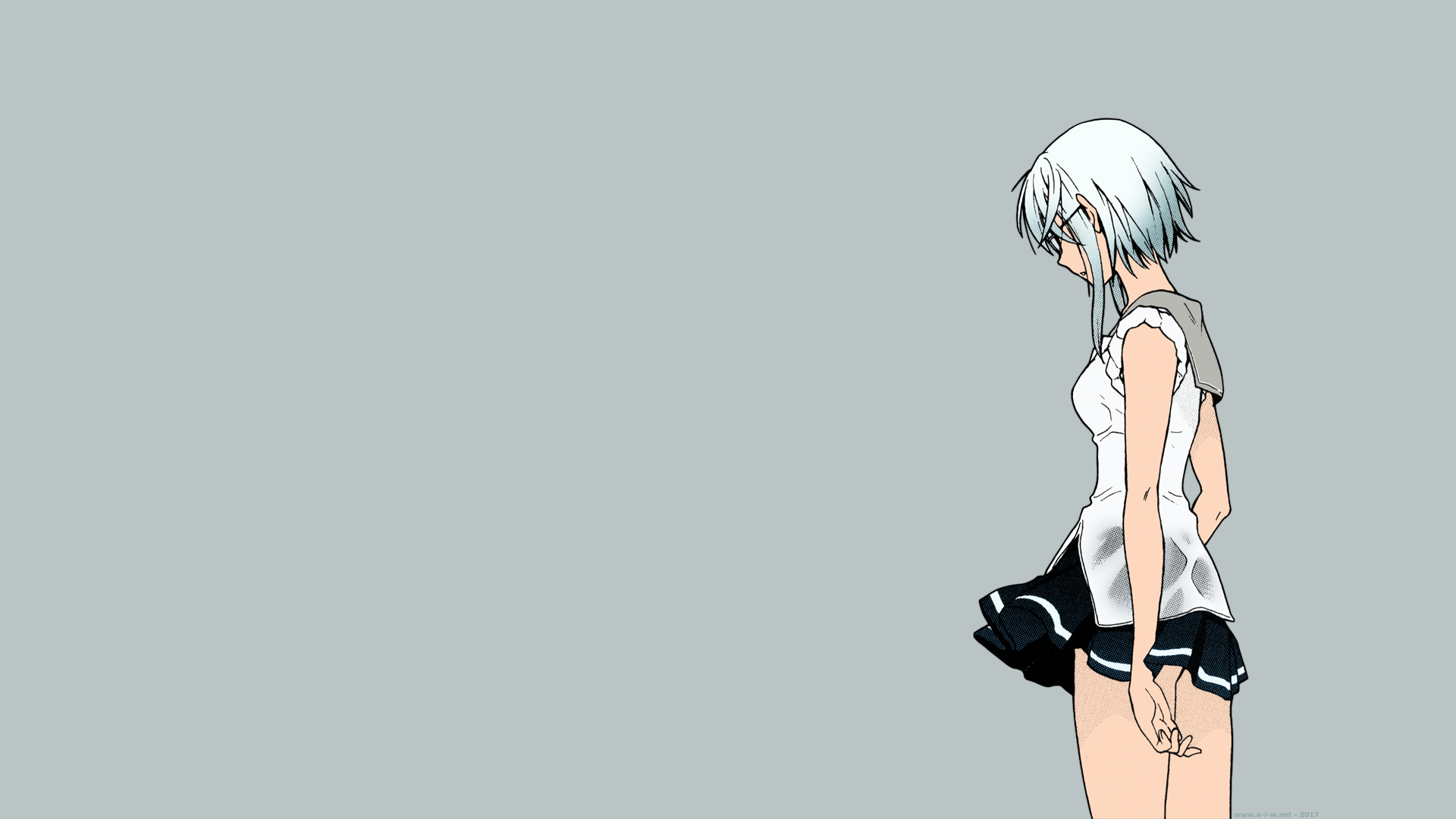 Draw Majo No Nemuru Umi De Draw Yomi Abeno Chako Short Hair White Hair Schoolgirl School Uniform Sho 1920x1080