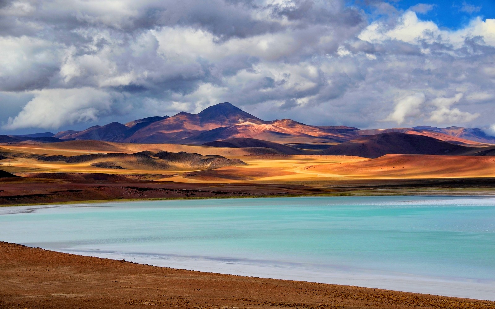 Nature Landscape Lake Mountains Clouds Atacama Desert Chile 1600x1000