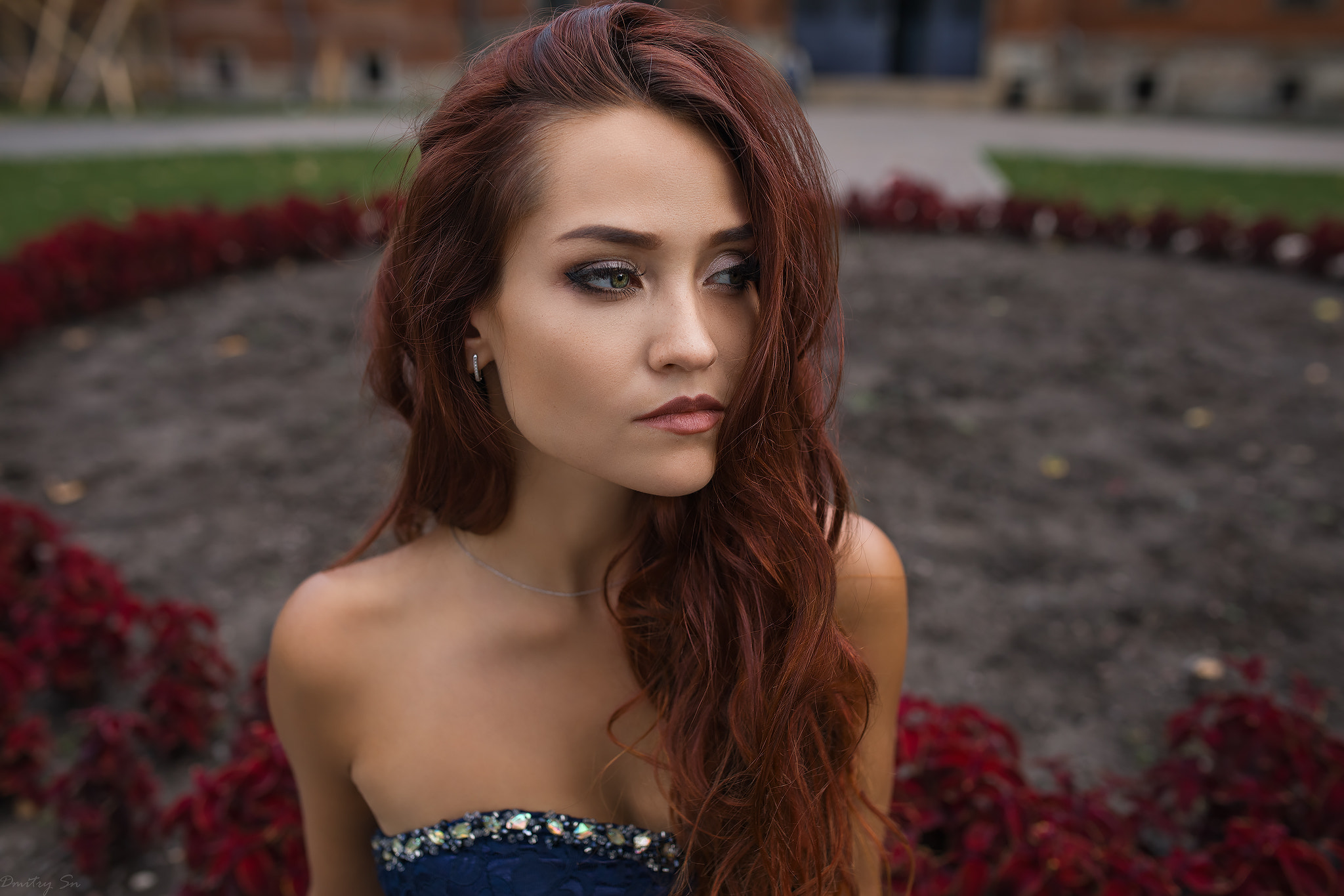 Dmitry Shulgin Women Model Face Long Hair Wavy Hair Eyes Bare Shoulders Redhead Depth Of Field Women 2048x1365