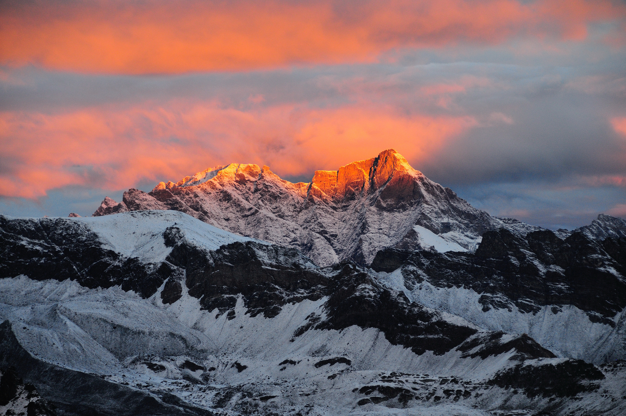Italy Mountain Alps Peak Sunset Snow 2048x1360