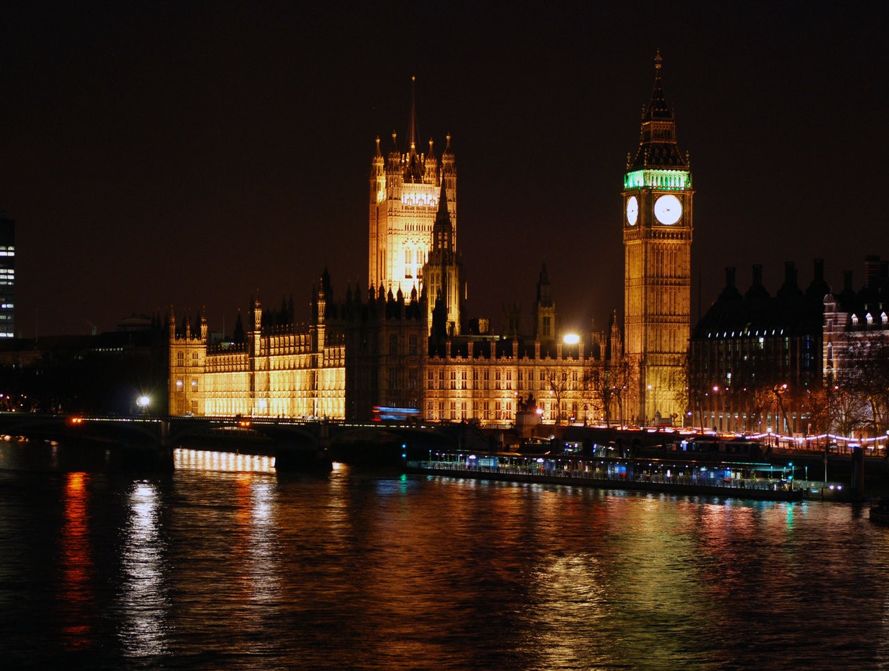 London Big Ben River Thames Night City Clocktowers 1280x967
